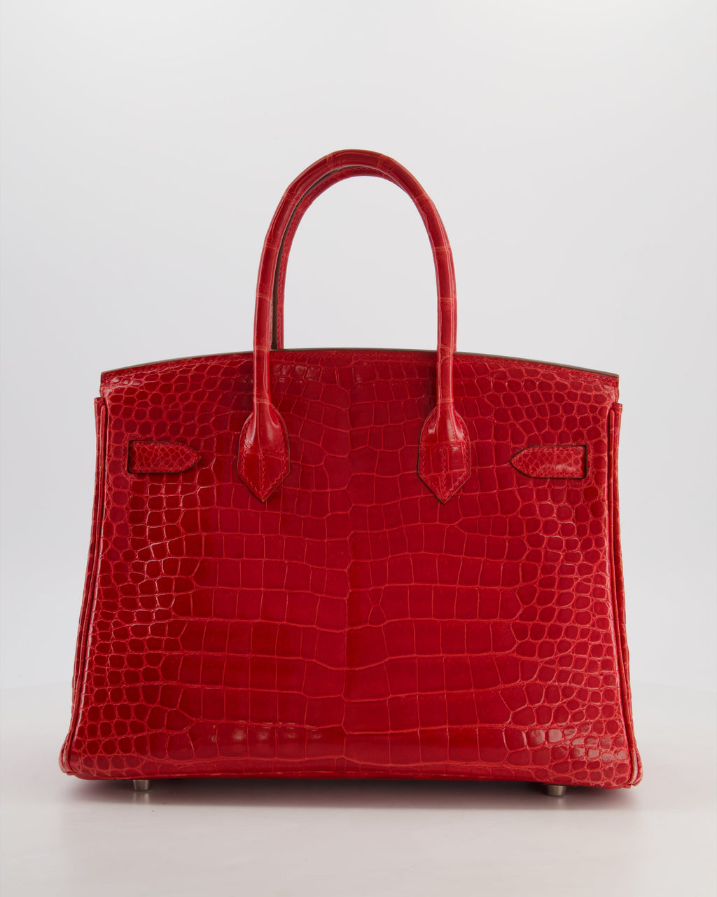 *HOT & RARE* Hermès Birkin 30 Retourne Bag in Braise Shiny Porosus Crocodile Leather with Palladium Hardware
