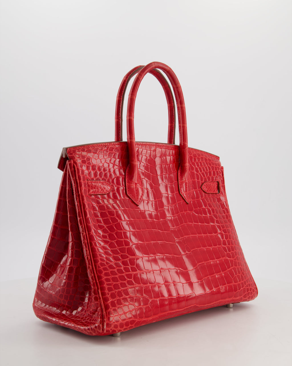 *HOT & RARE* Hermès Birkin 30 Retourne Bag in Braise Shiny Porosus Crocodile Leather with Palladium Hardware