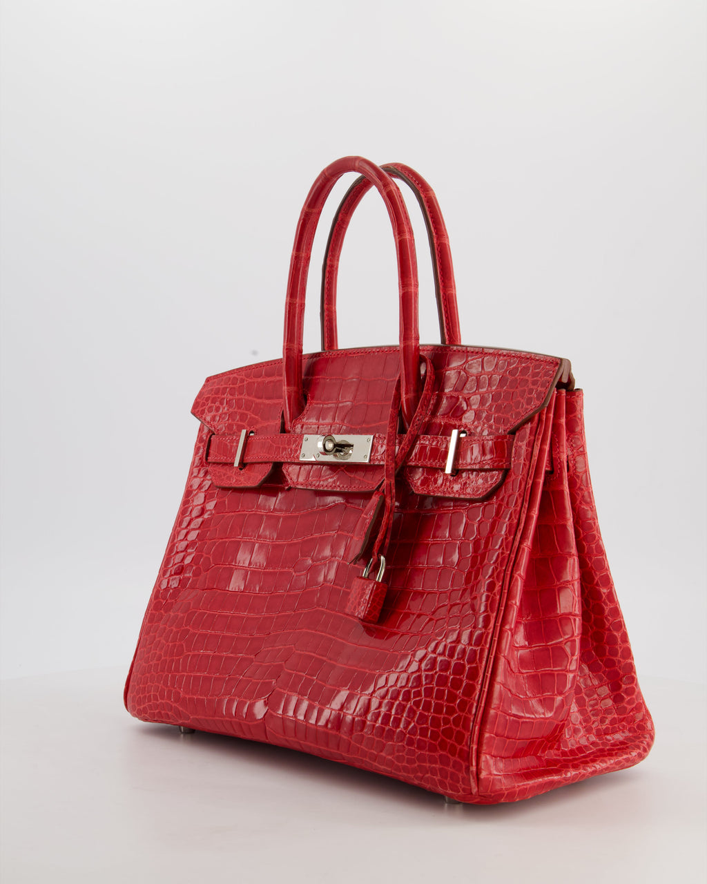 *HOT & RARE* Hermès Birkin 30 Retourne Bag in Braise Shiny Porosus Crocodile Leather with Palladium Hardware