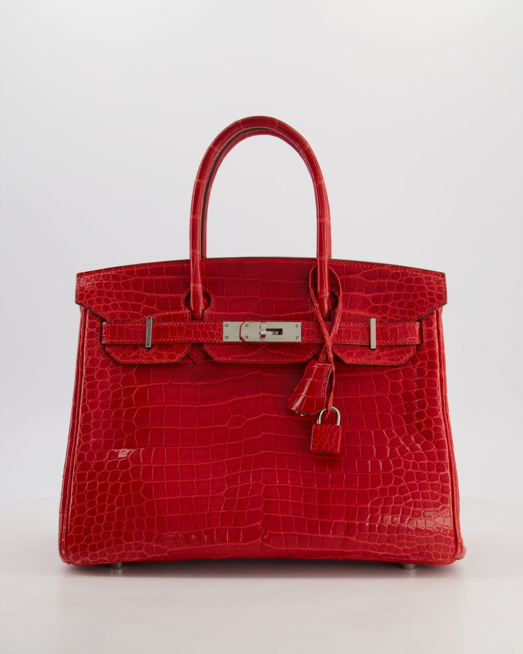 *HOT & RARE* Hermès Birkin 30 Retourne Bag in Braise Shiny Porosus Crocodile Leather with Palladium Hardware