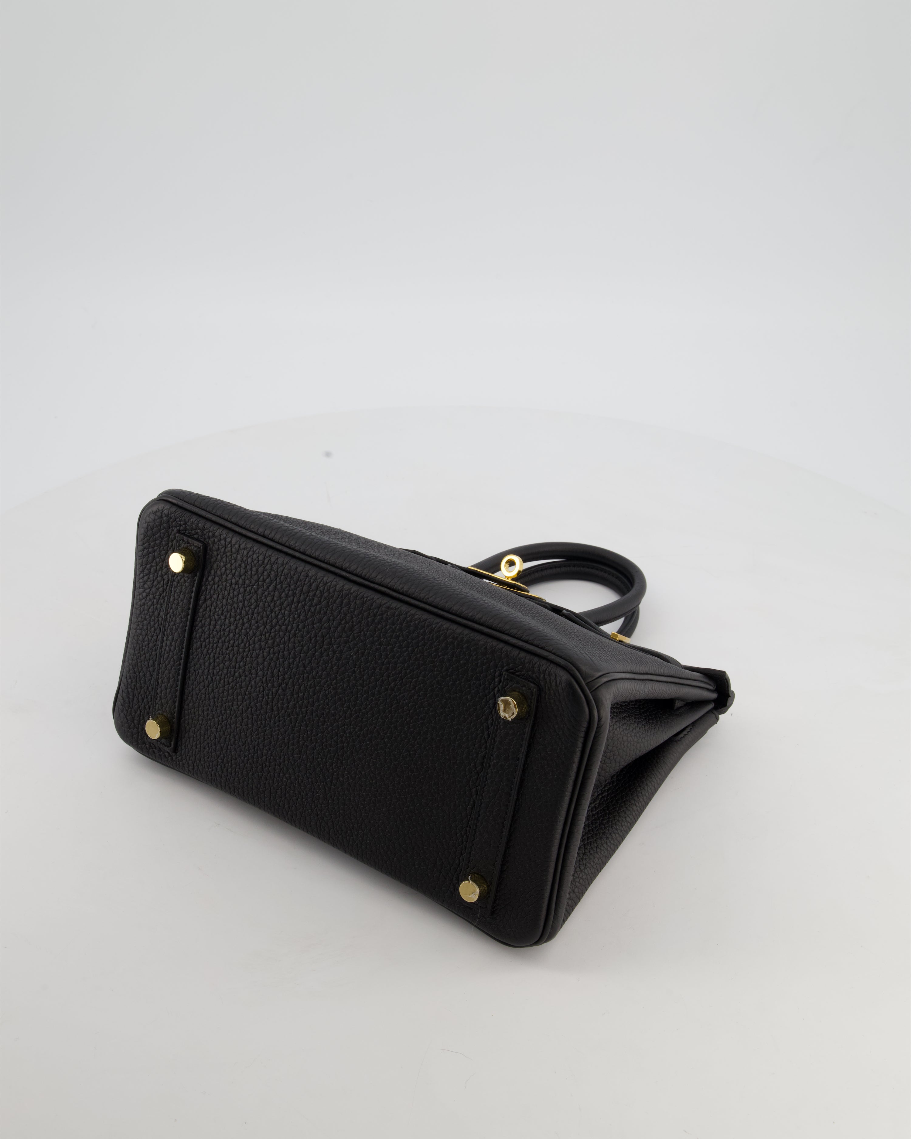 *HOT* Hermès Birkin 25 Retourne Bag in Noir Togo Leather with Gold Hardware