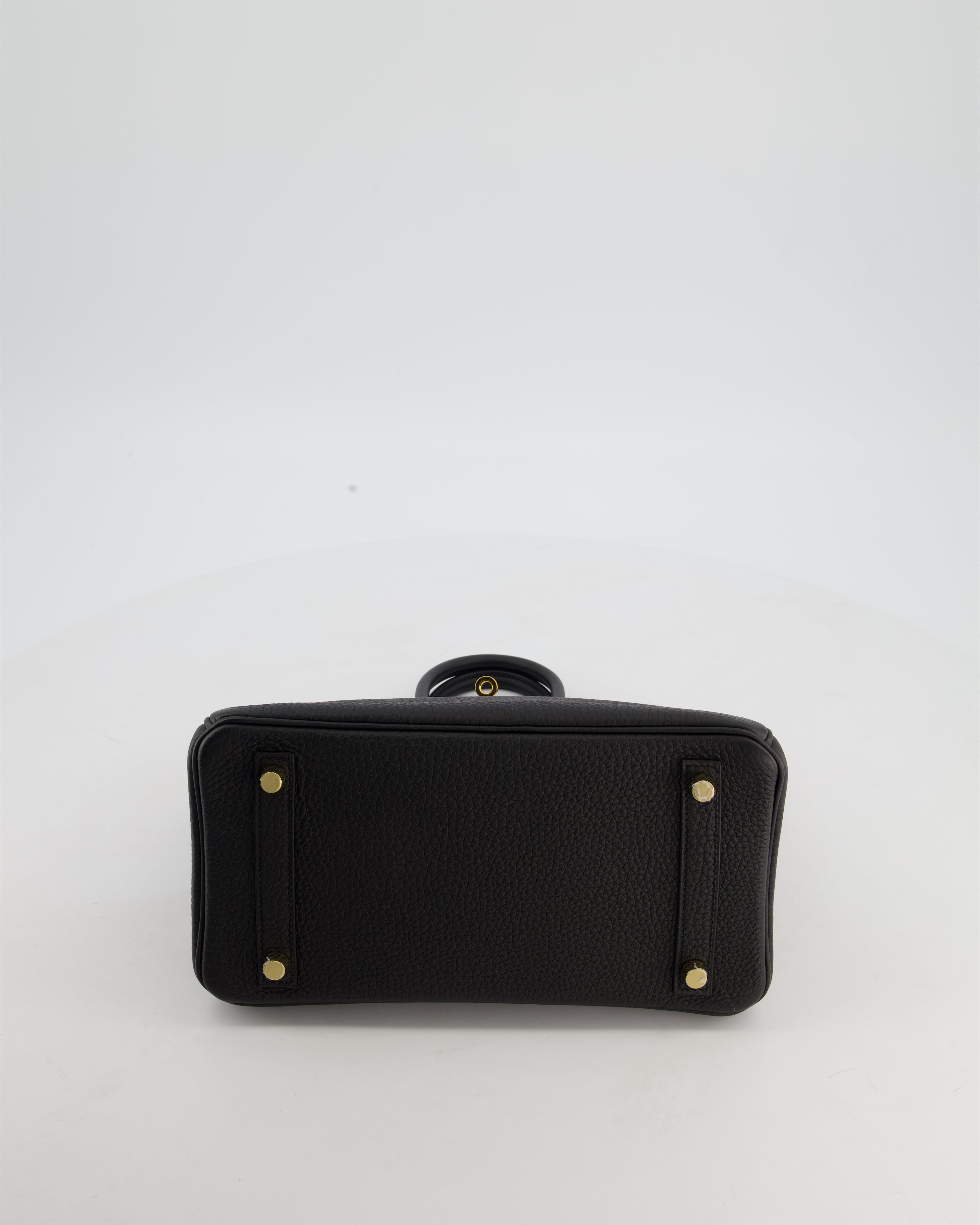 *HOT* Hermès Birkin 25 Retourne Bag in Noir Togo Leather with Gold Hardware