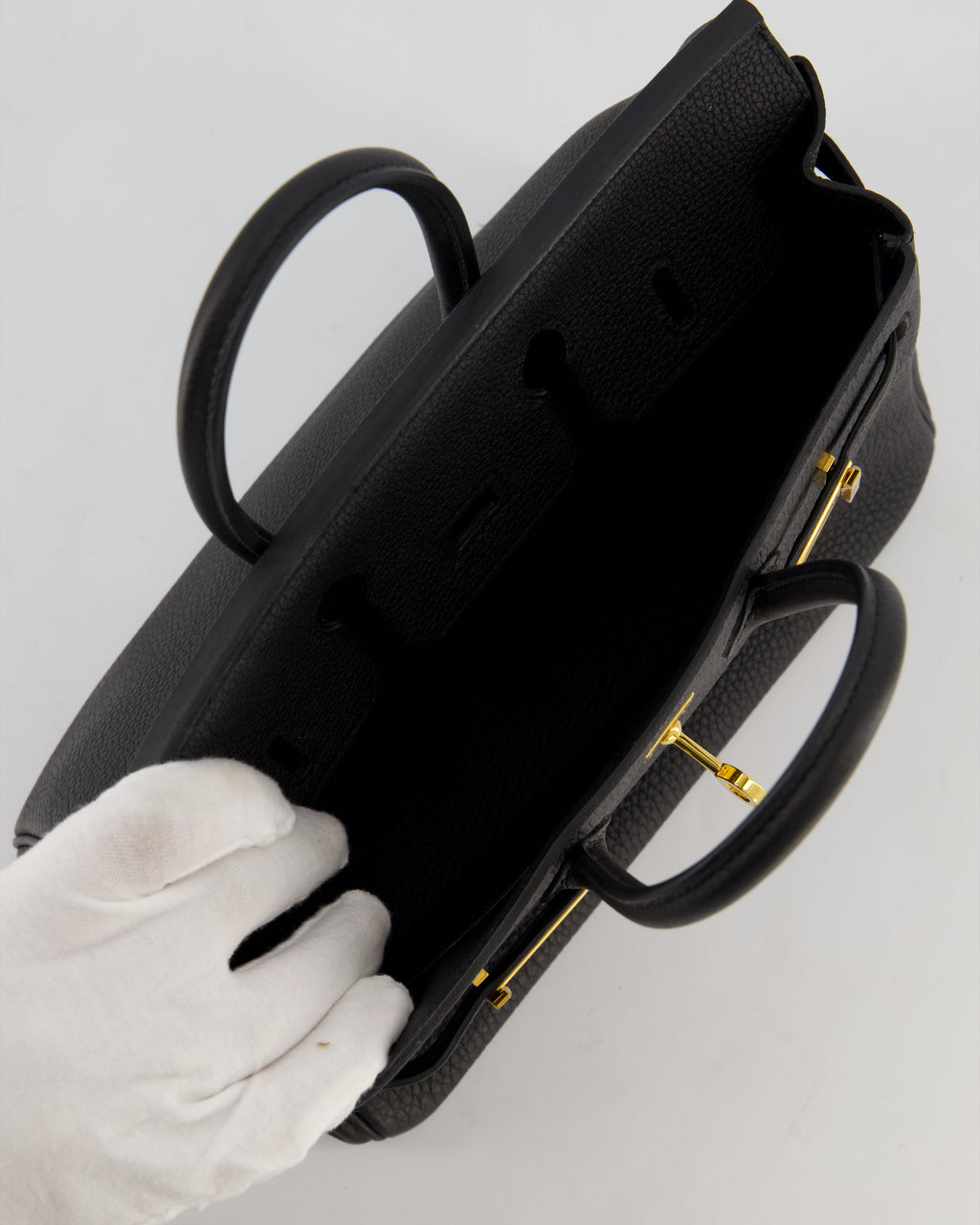 *HOT* Hermès Birkin 25 Retourne Bag in Noir Togo Leather with Gold Hardware