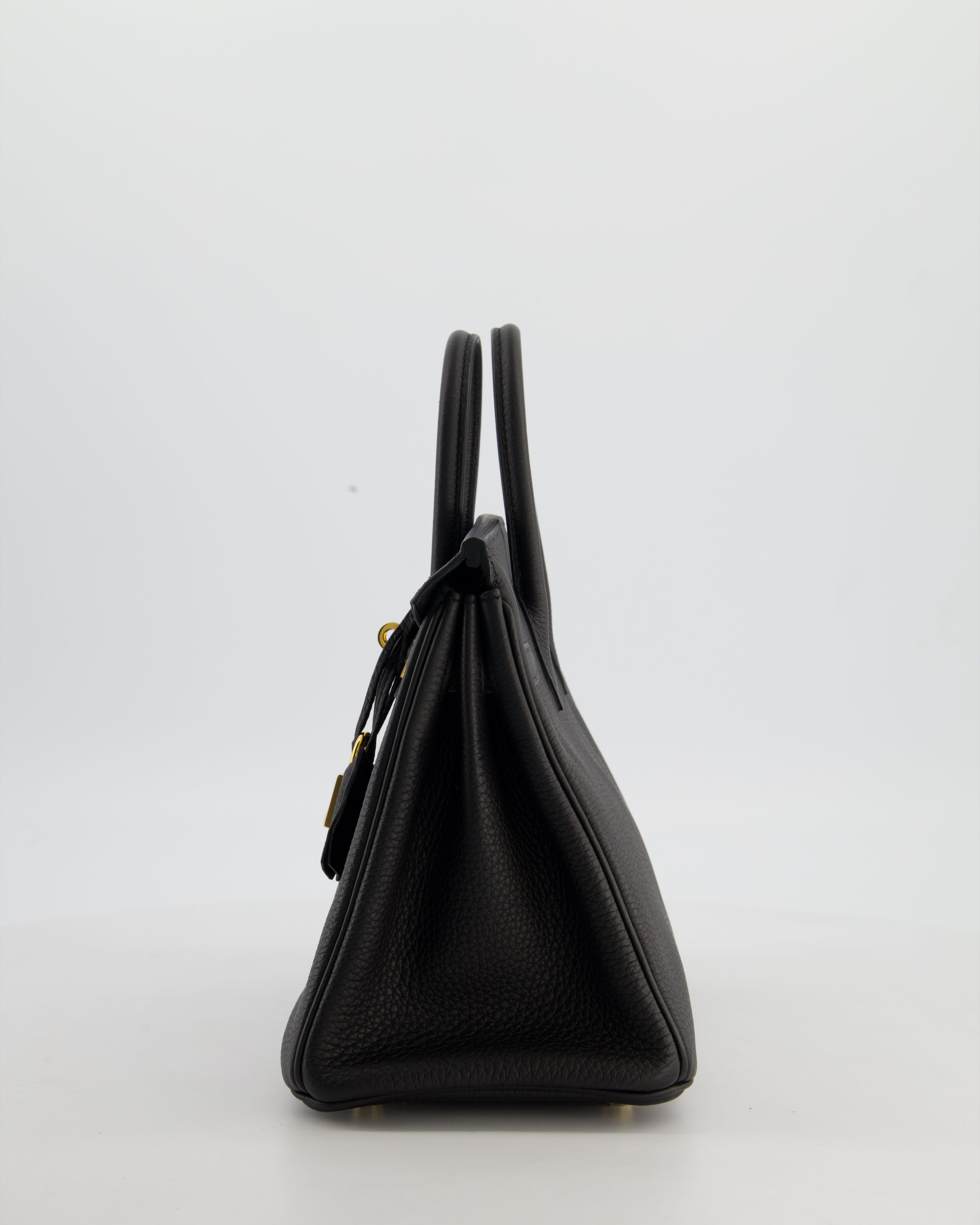 *HOT* Hermès Birkin 25 Retourne Bag in Noir Togo Leather with Gold Hardware