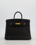 *HOT* Hermès Birkin 25 Retourne Bag in Noir Togo Leather with Gold Hardware