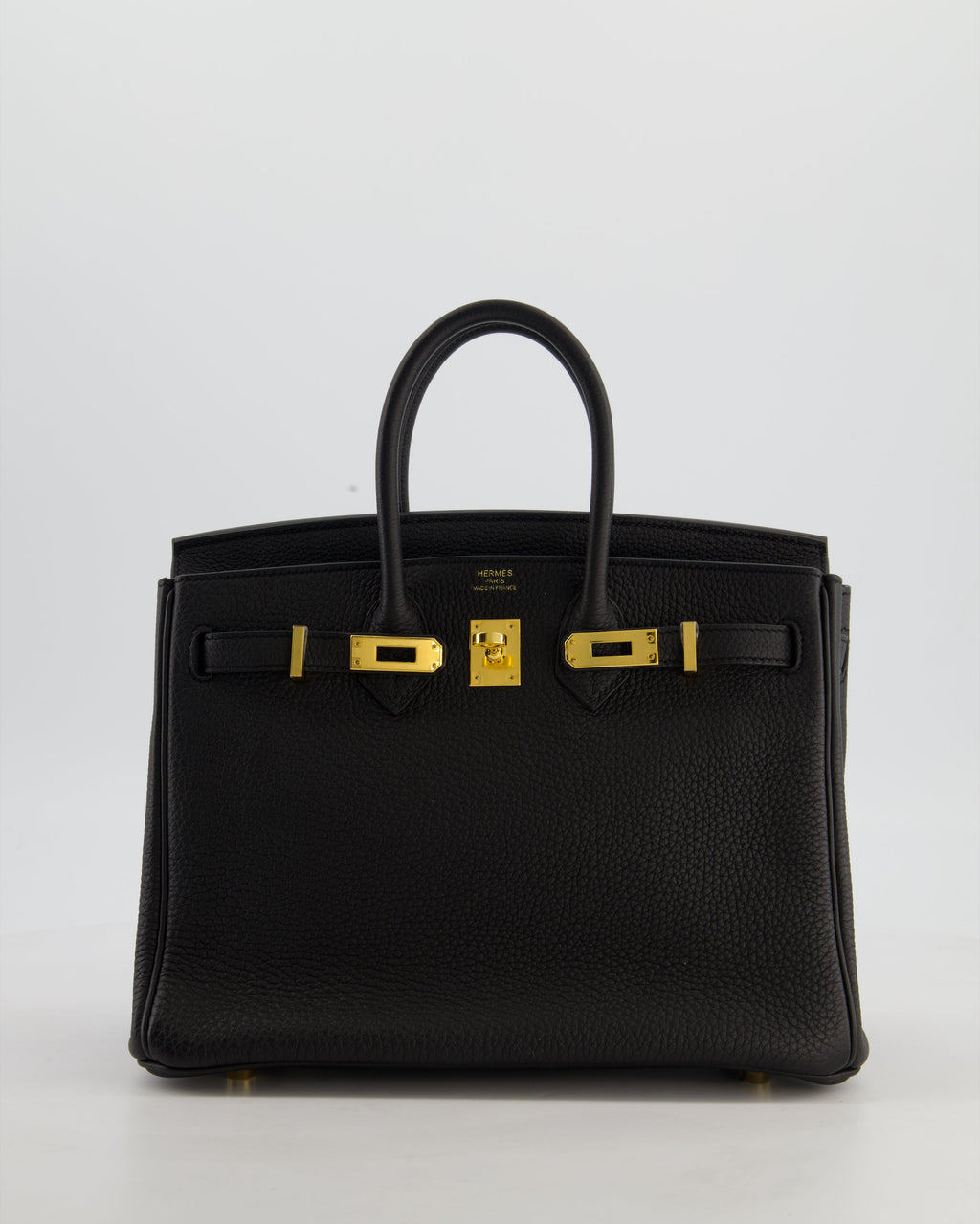 *HOT* Hermès Birkin 25 Retourne Bag in Noir Togo Leather with Gold Hardware