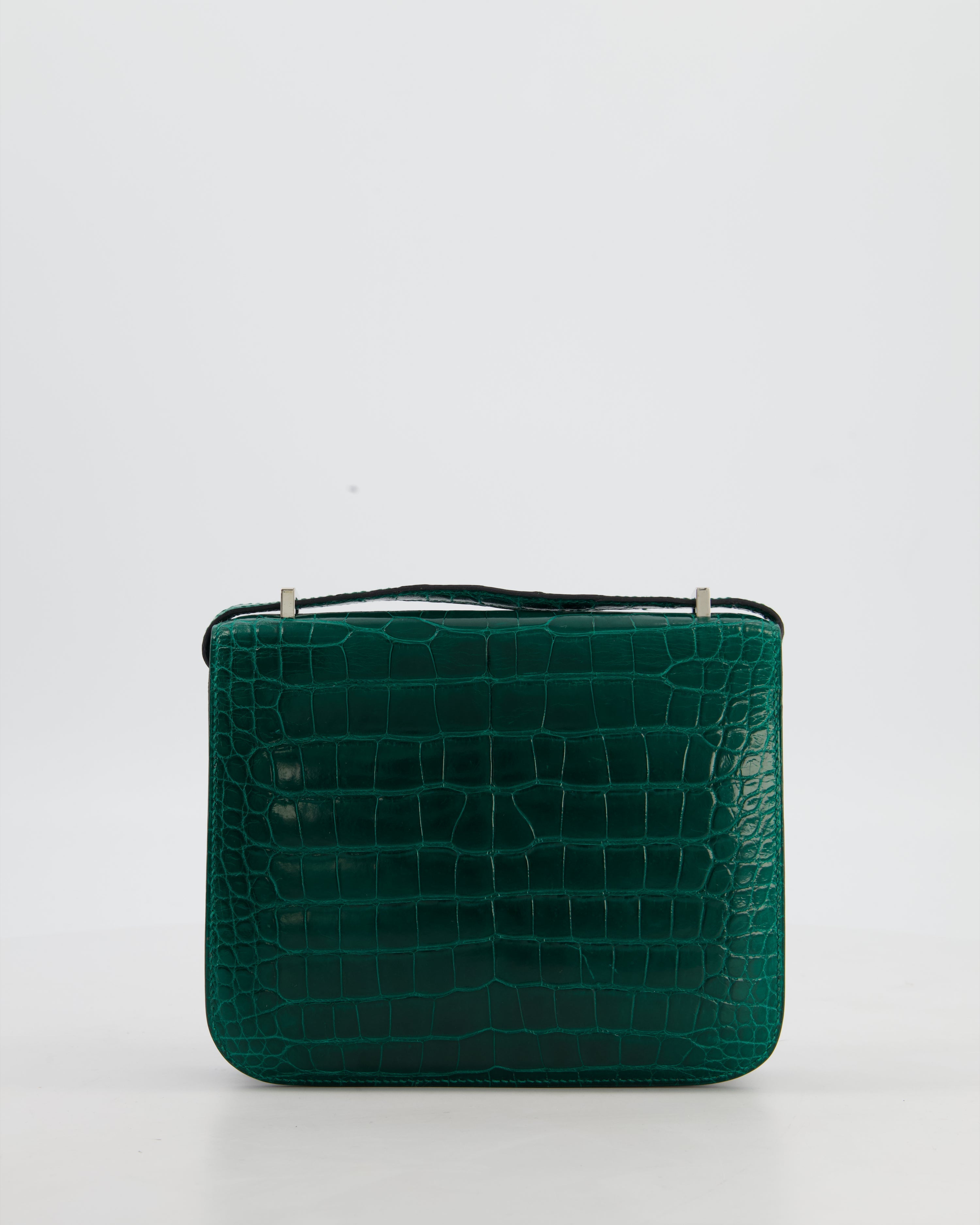 *HOT* Hermès Constance 18 Bag in Vert Bosphore Crocodile Porosus with Palladium Hardware