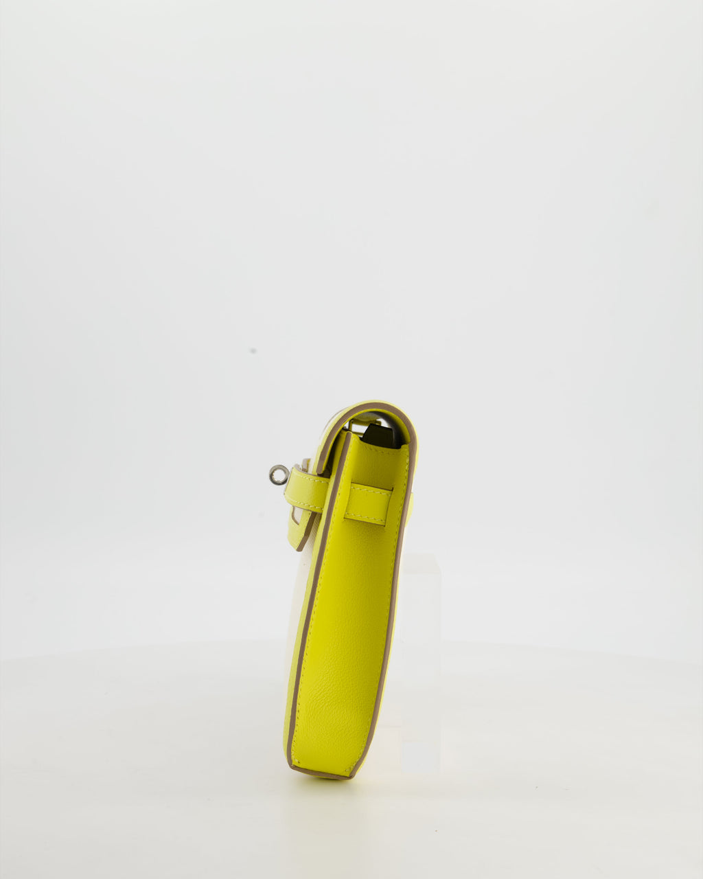 Hermès Kelly Depeches 25 Verso Bag in Ecru Canvas and Jaune Citron Chèvre with Palladium Hardware