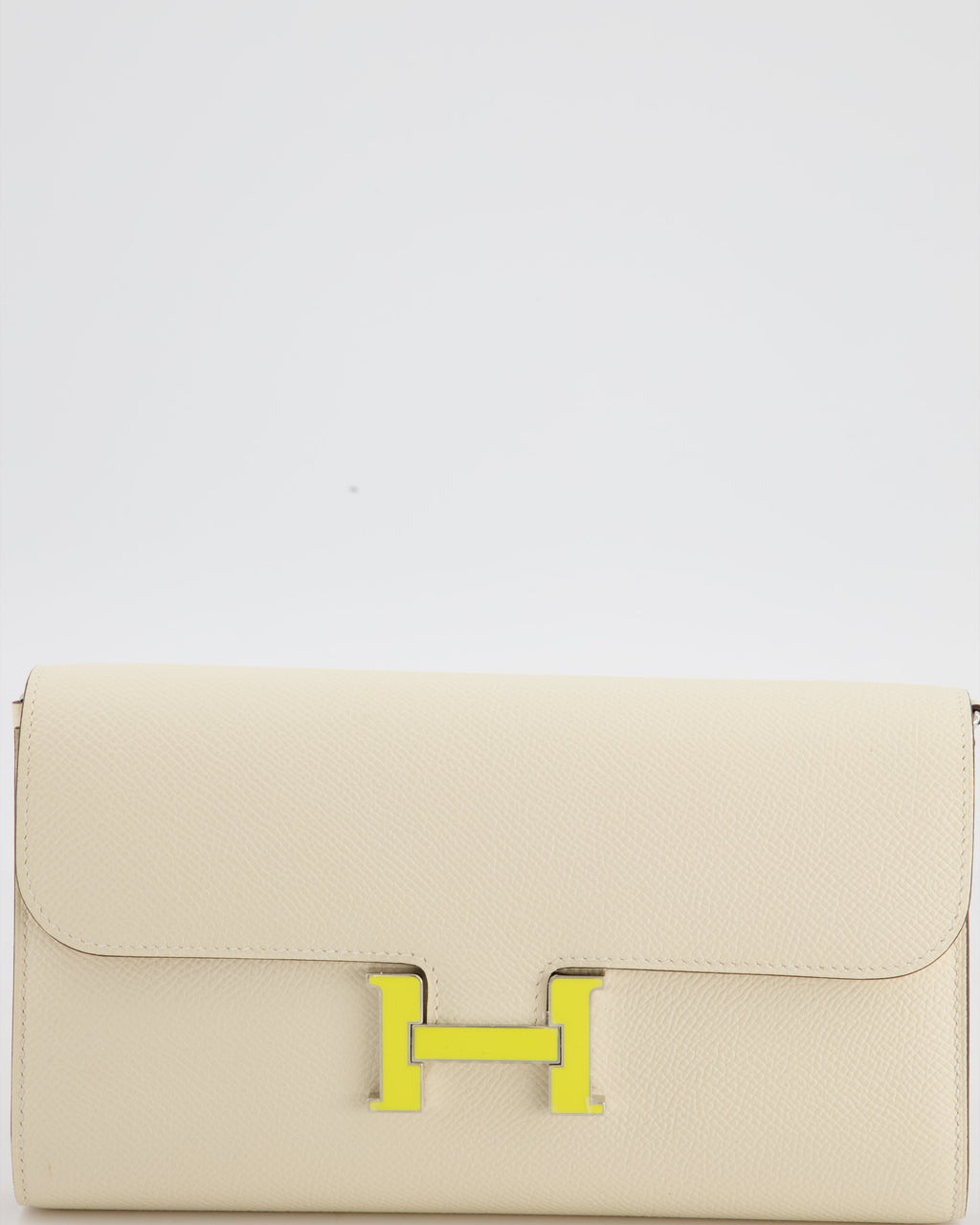 Hermès Constance To Go Bag in Nata Epsom Leather with Jaune Citron Enamel Hardware