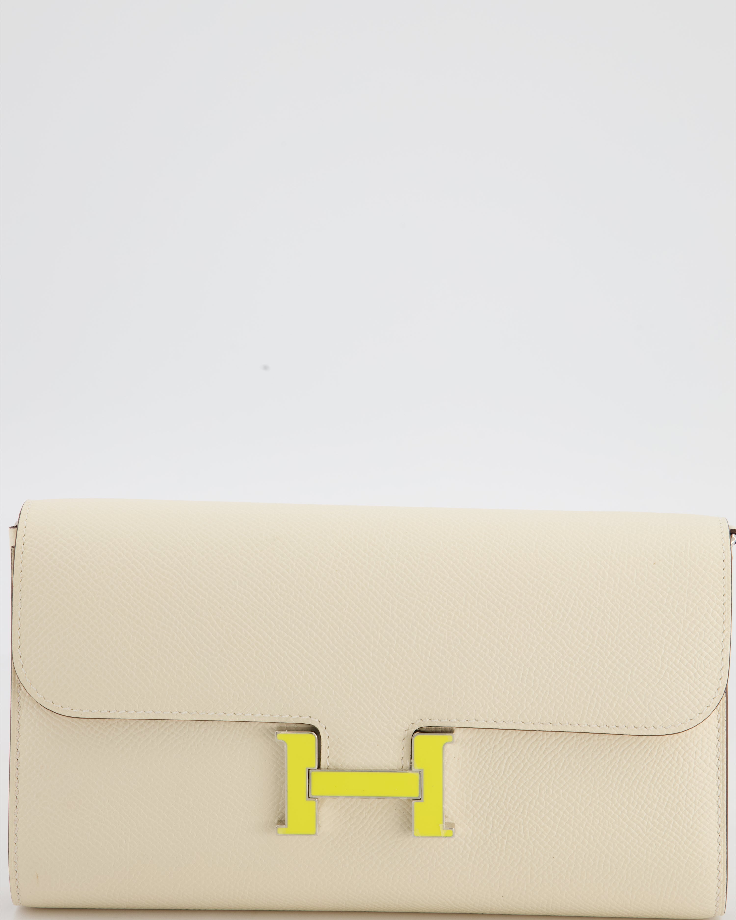 Hermès Constance To Go Bag in Nata Epsom Leather with Jaune Citron Enamel Hardware