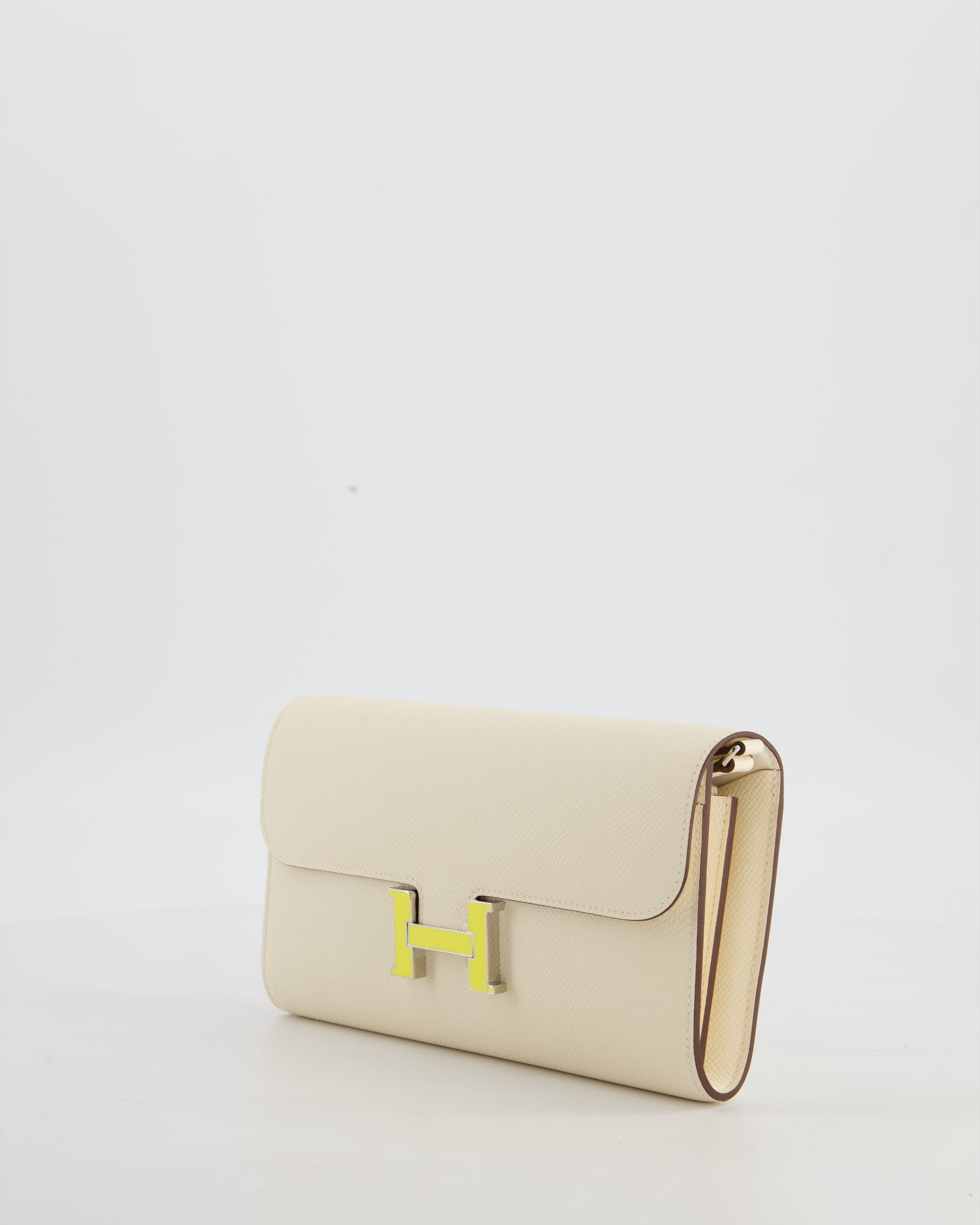 Hermès Constance To Go Bag in Nata Epsom Leather with Jaune Citron Enamel Hardware