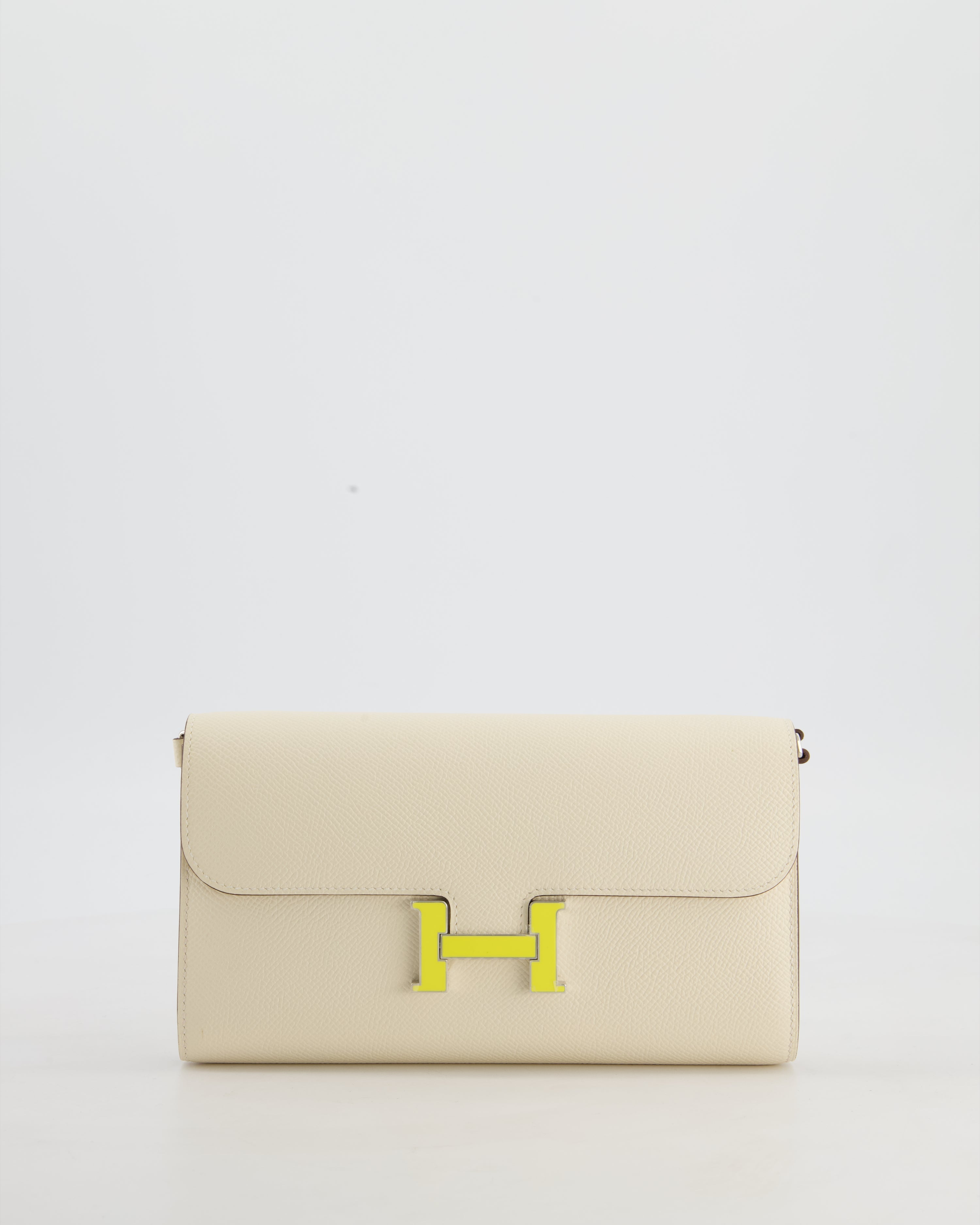 Hermès Constance To Go Bag in Nata Epsom Leather with Jaune Citron Enamel Hardware