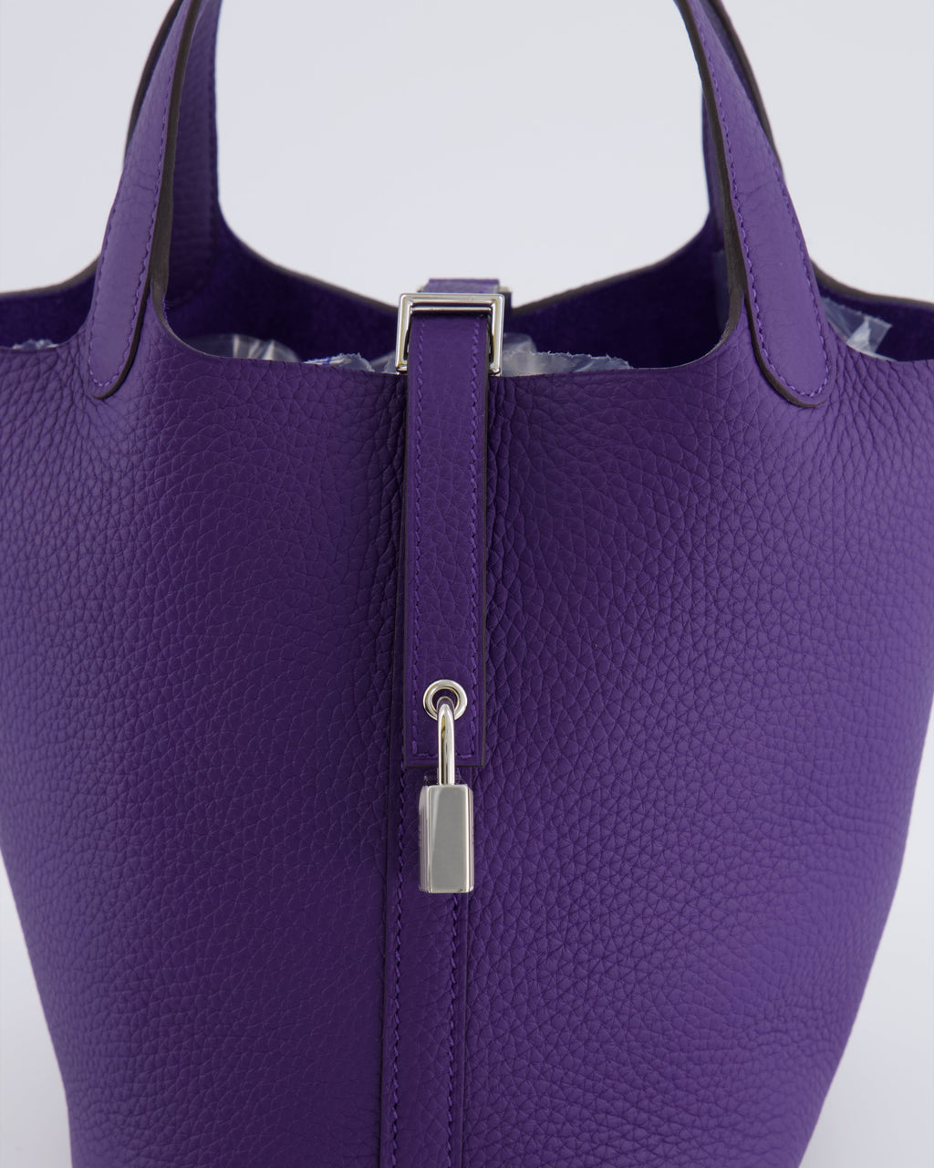 Hermès Picotin Lock 18 Bag in Purple Clemence Leather with Palladium Hardware