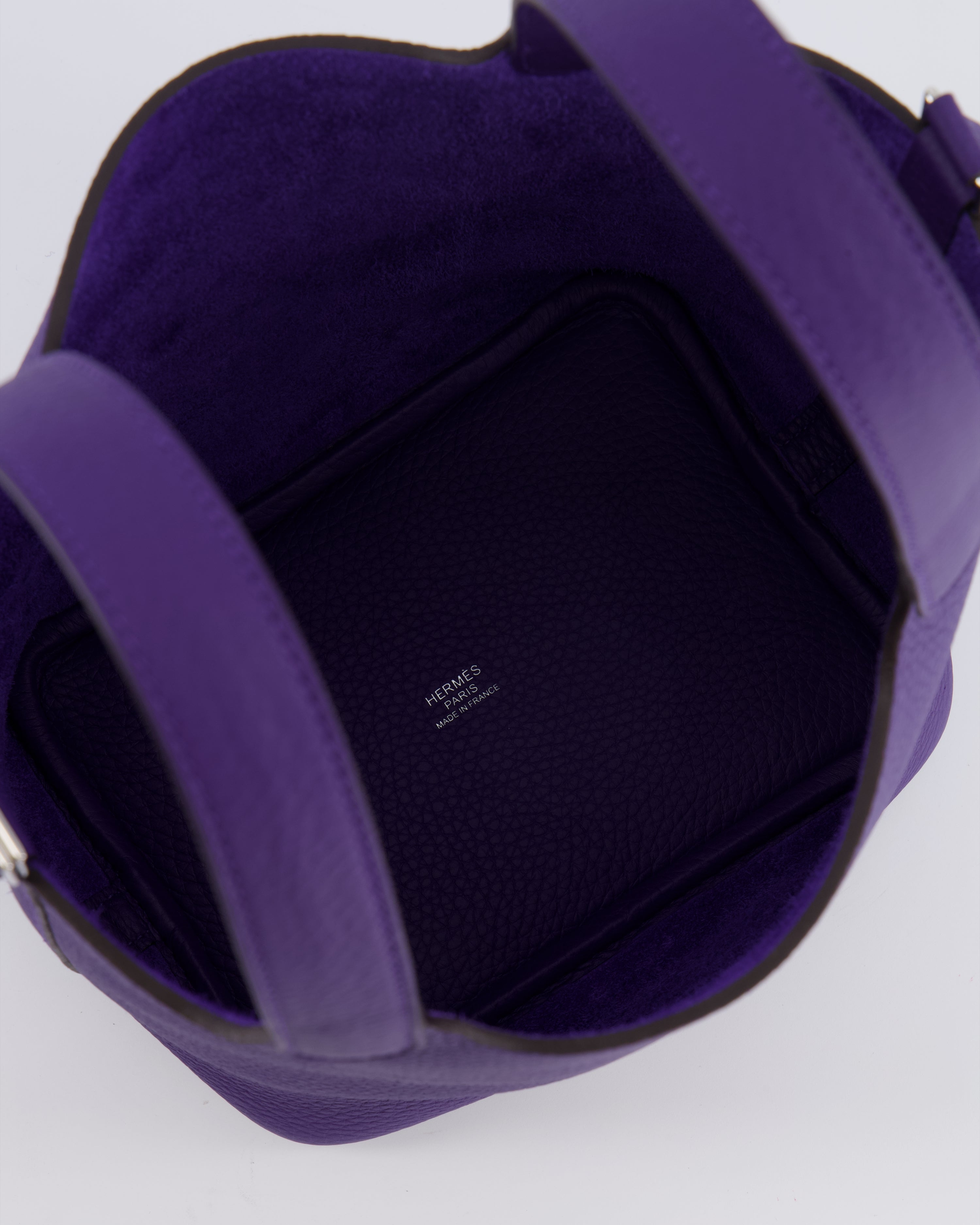 Hermès Picotin Lock 18 Bag in Purple Clemence Leather with Palladium Hardware