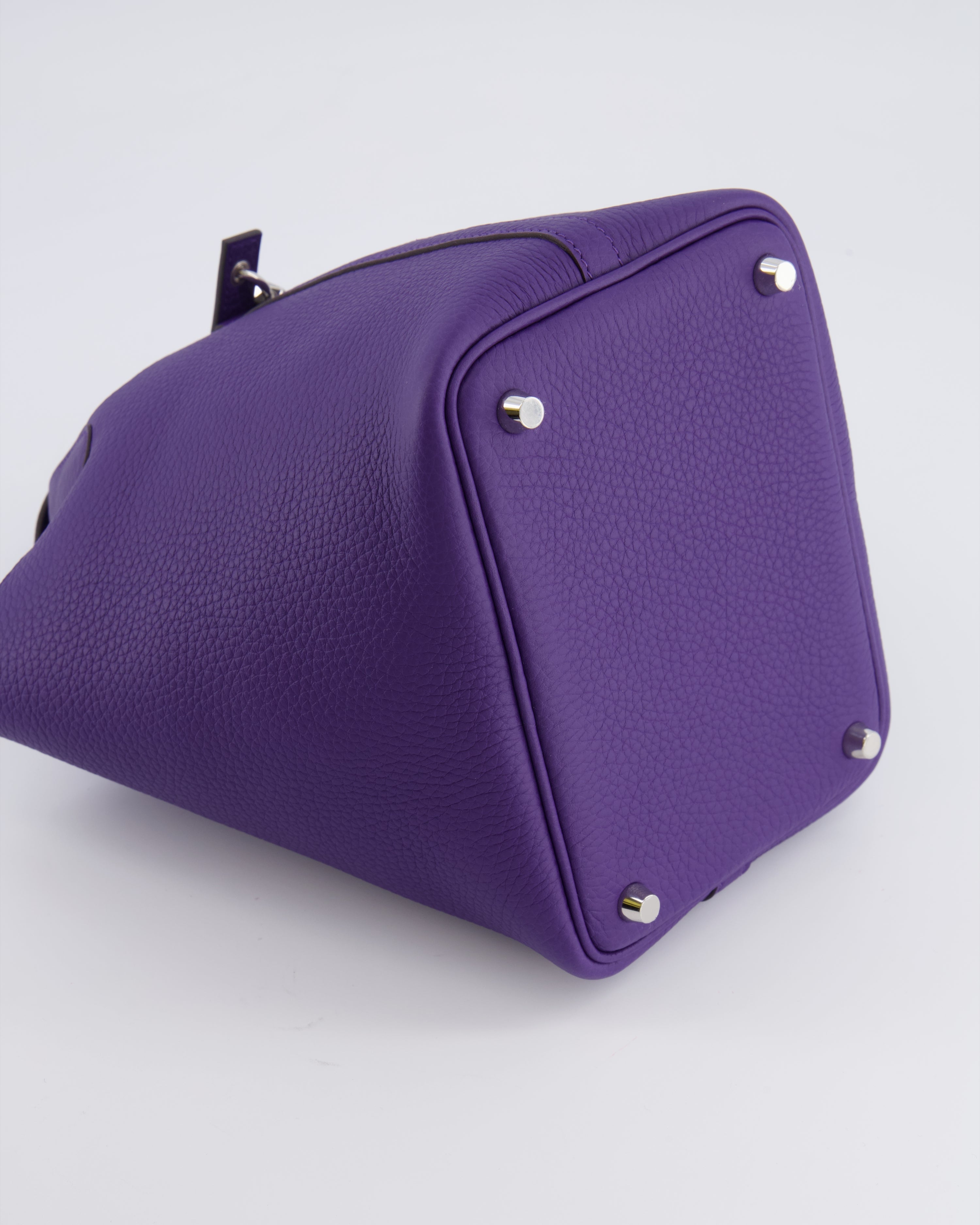 Hermès Picotin Lock 18 Bag in Purple Clemence Leather with Palladium Hardware