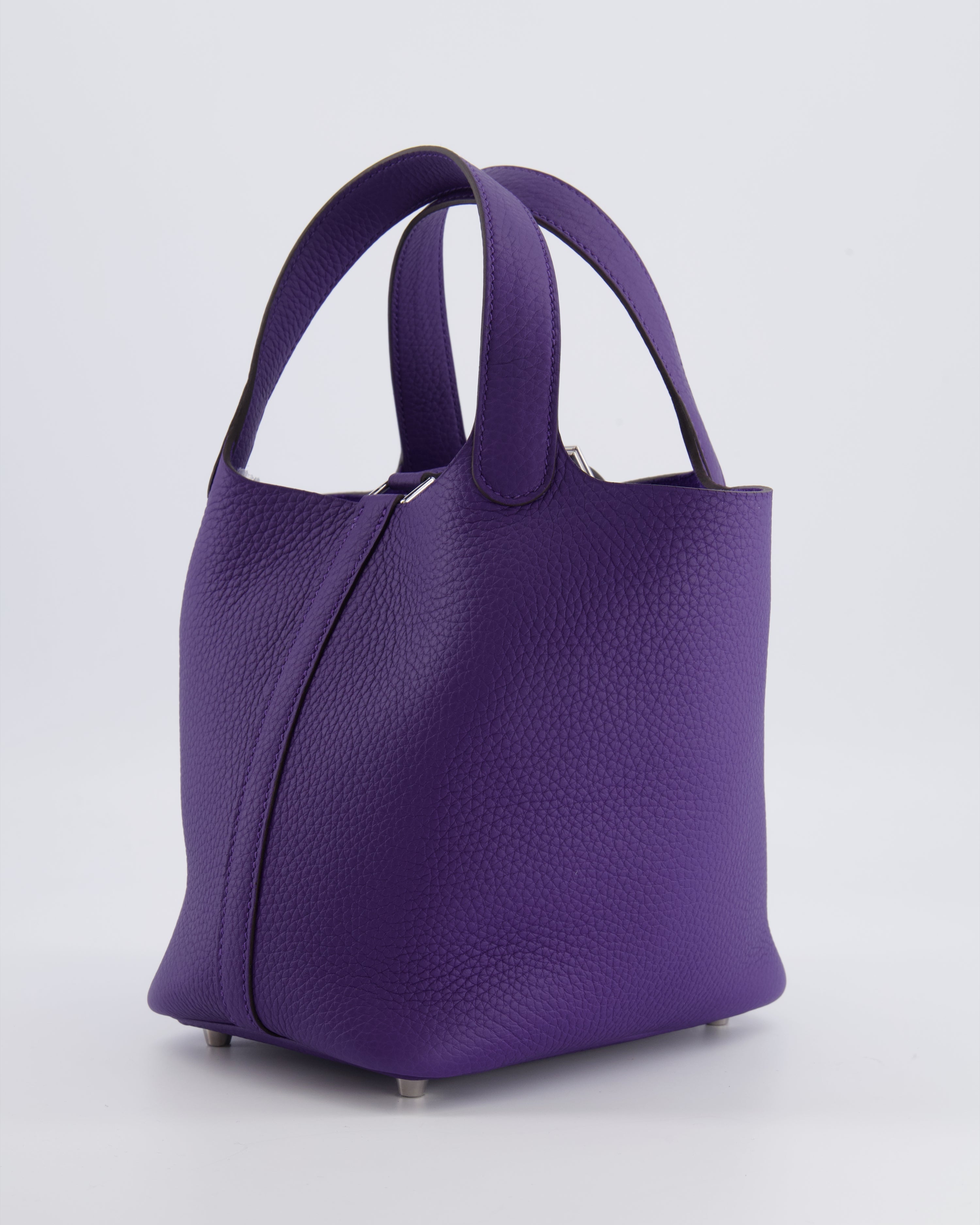 Hermès Picotin Lock 18 Bag in Purple Clemence Leather with Palladium Hardware