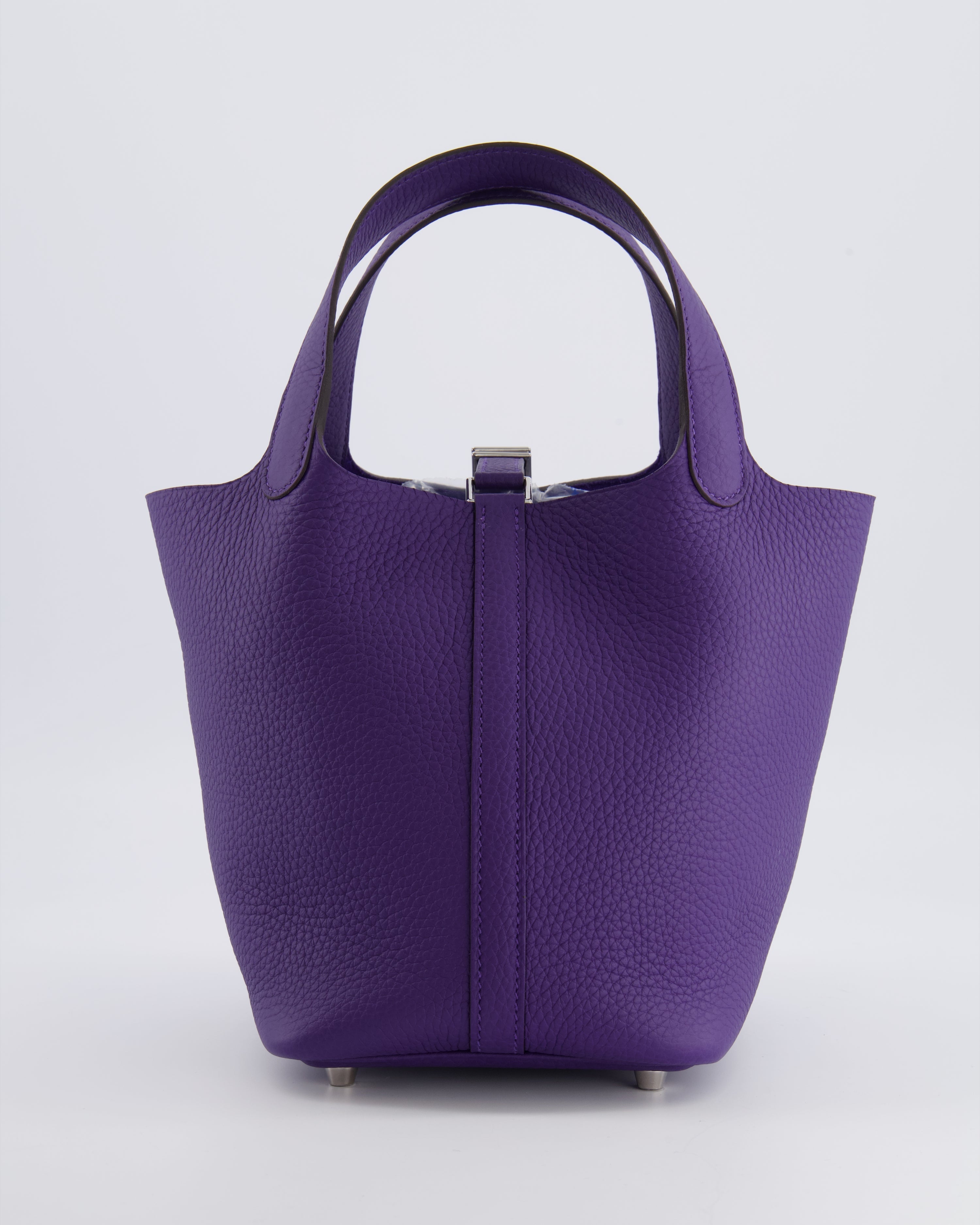 Hermès Picotin Lock 18 Bag in Purple Clemence Leather with Palladium Hardware