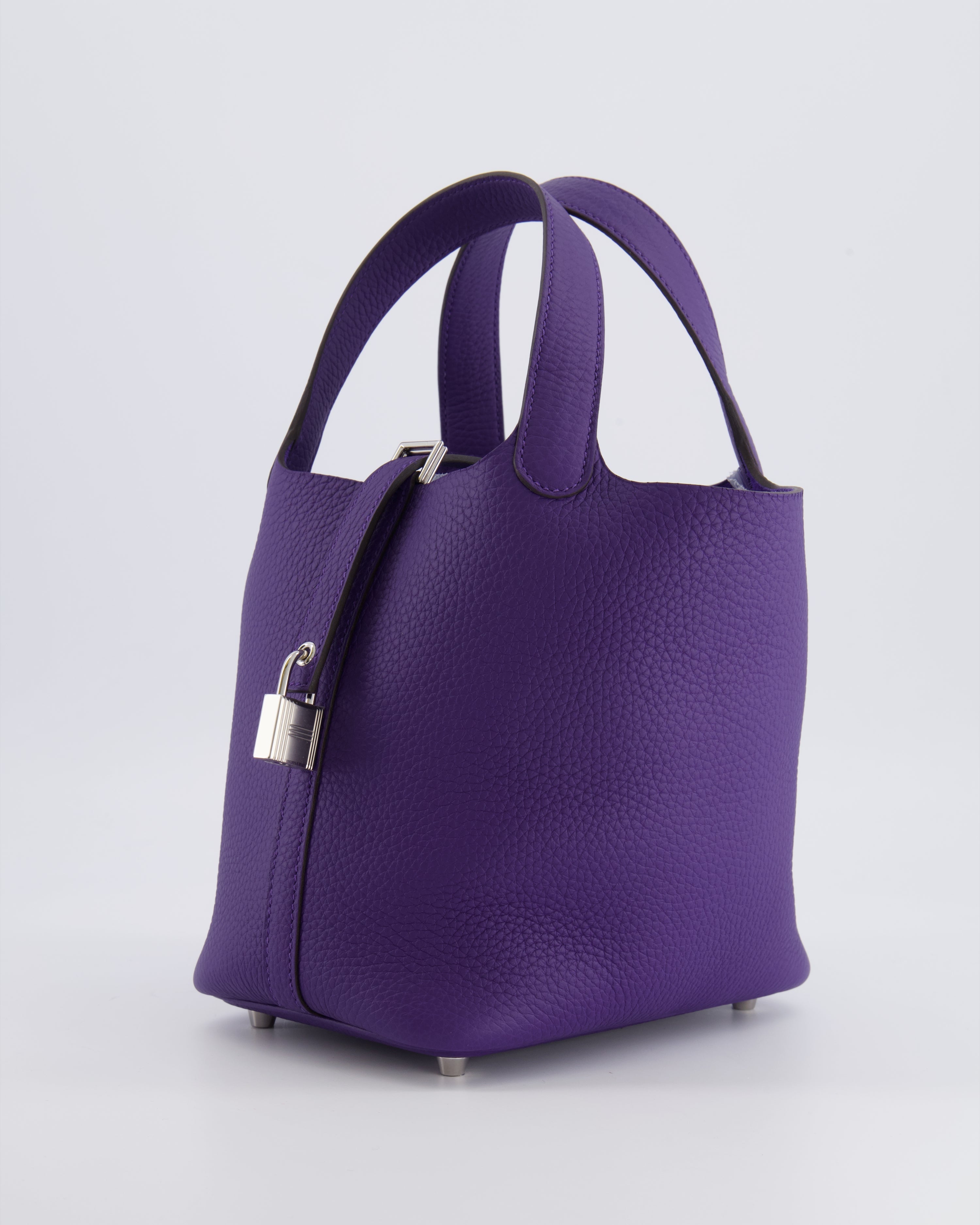 Hermès Picotin Lock 18 Bag in Purple Clemence Leather with Palladium Hardware