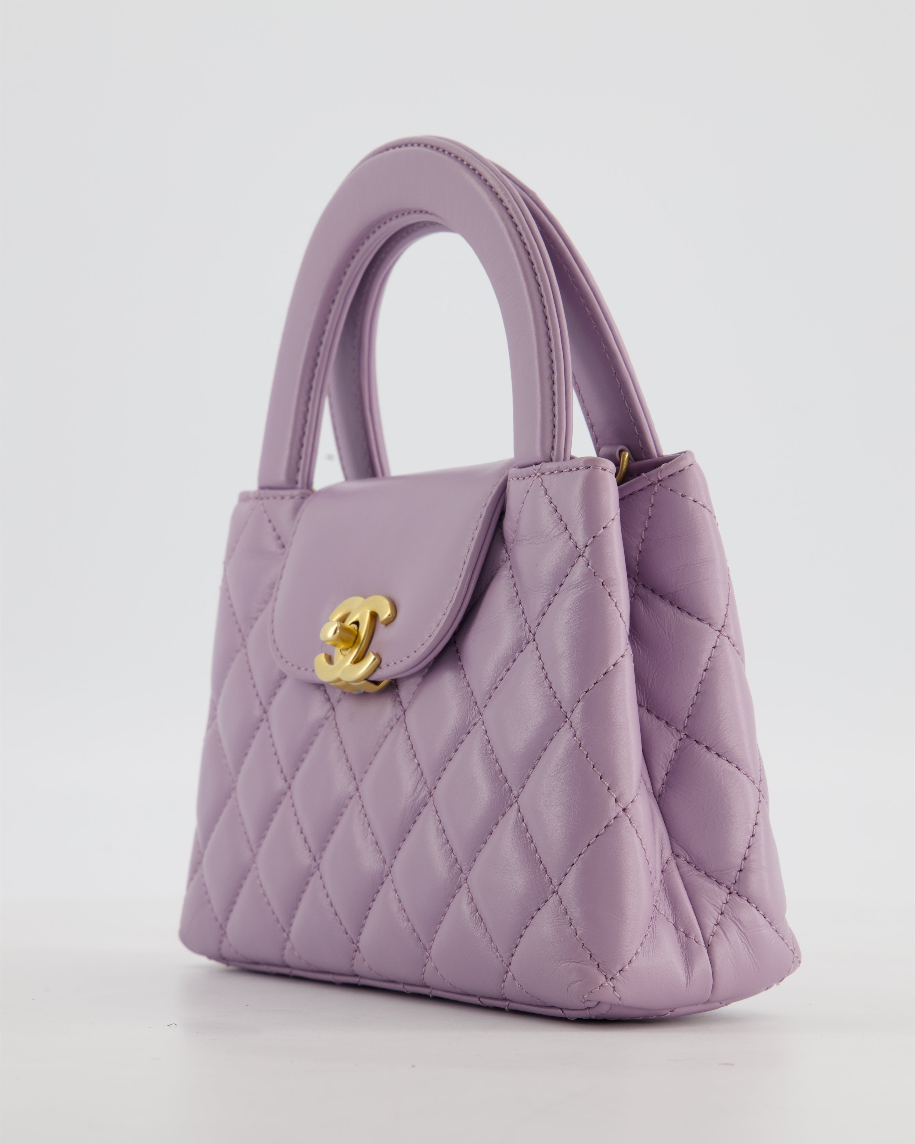 *HOT COLOUR* Chanel Lilac Small Mini Kelly Shopping Bag in Calfskin Leather with Brushed Gold Hardware