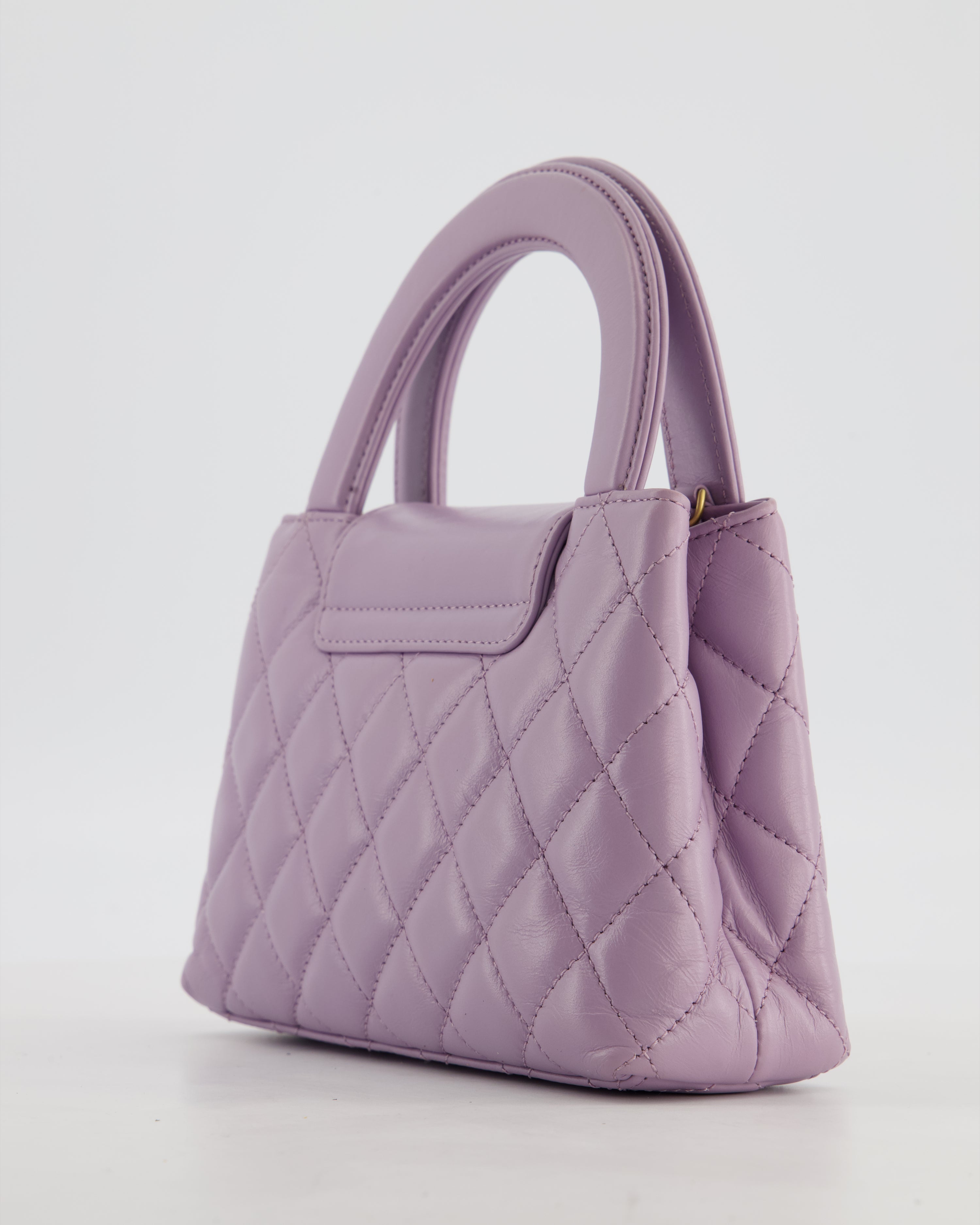 *HOT COLOUR* Chanel Lilac Small Mini Kelly Shopping Bag in Calfskin Leather with Brushed Gold Hardware