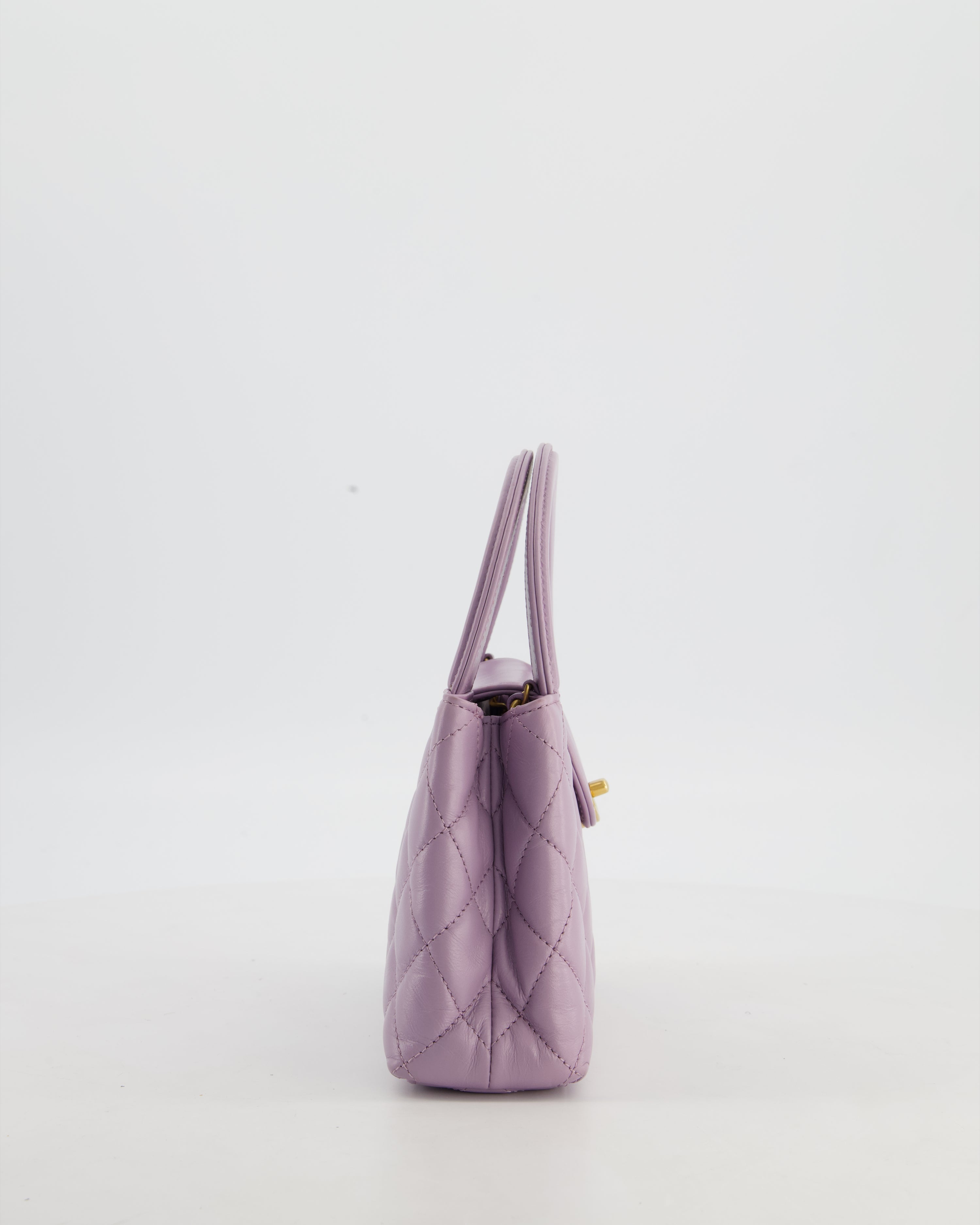 *HOT COLOUR* Chanel Lilac Small Mini Kelly Shopping Bag in Calfskin Leather with Brushed Gold Hardware