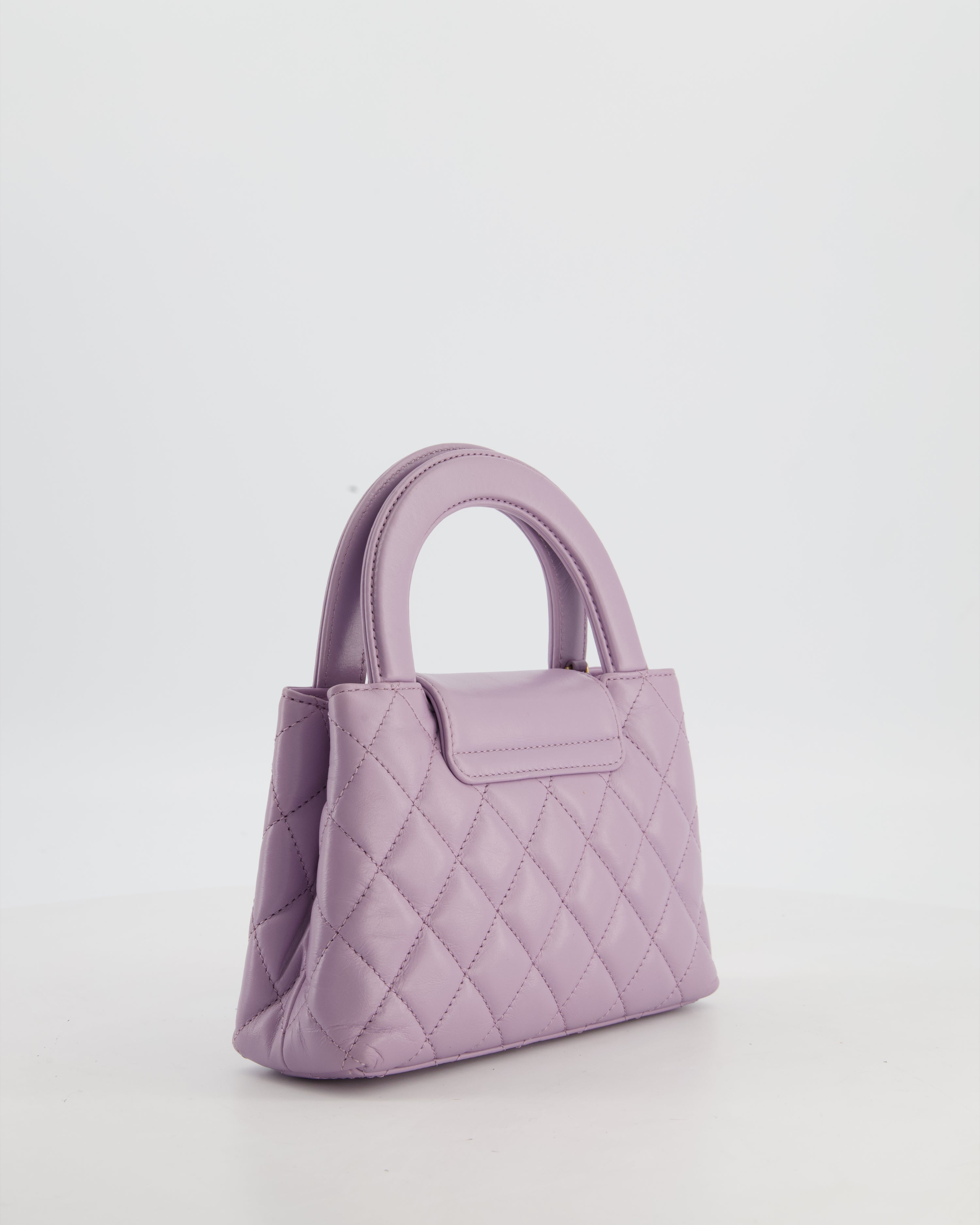 *HOT COLOUR* Chanel Lilac Small Mini Kelly Shopping Bag in Calfskin Leather with Brushed Gold Hardware