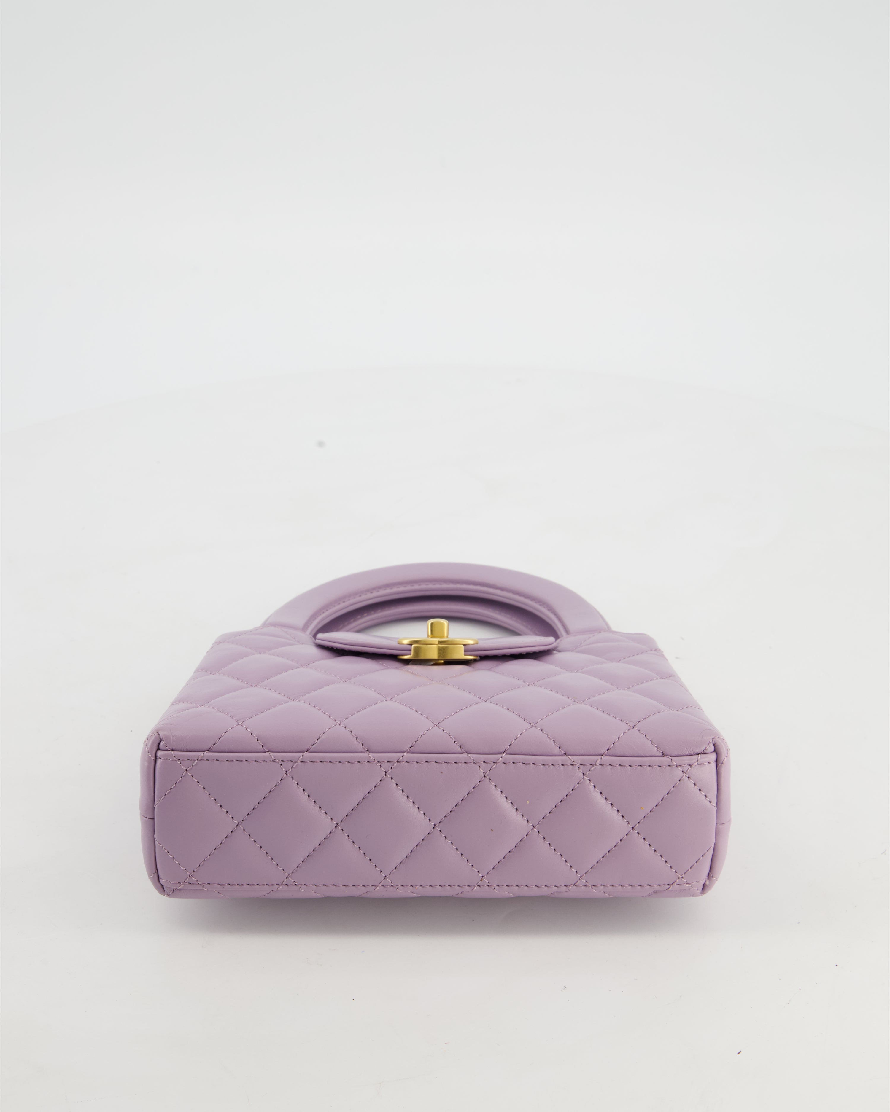 *HOT COLOUR* Chanel Lilac Small Mini Kelly Shopping Bag in Calfskin Leather with Brushed Gold Hardware