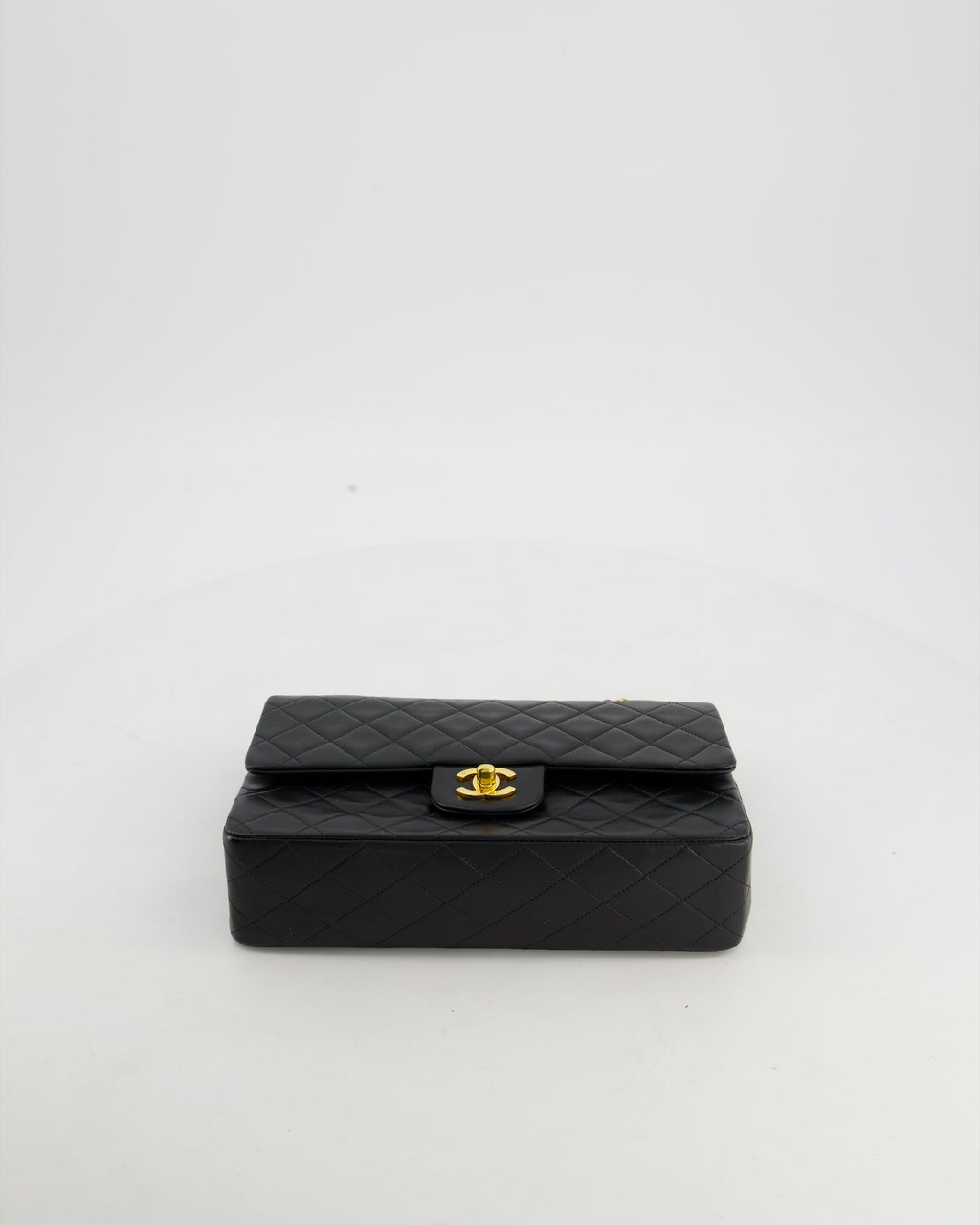 Chanel Black Vintage Medium Classic Double Flap Bag in Lambskin Leather with Gold Hardware