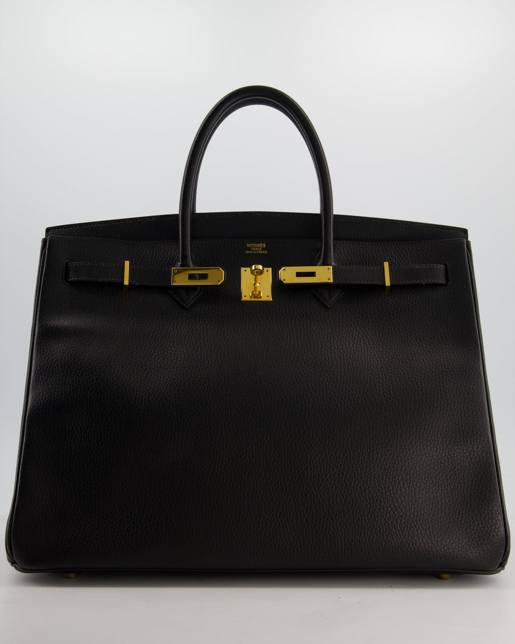 *RARE* Hermès Birkin 40 Retourne Bag in Black Ardennes Leather with Gold Hardware