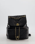 Chanel Black Calfskin Quilted Leather Backpack with Champagne Gold Hardware