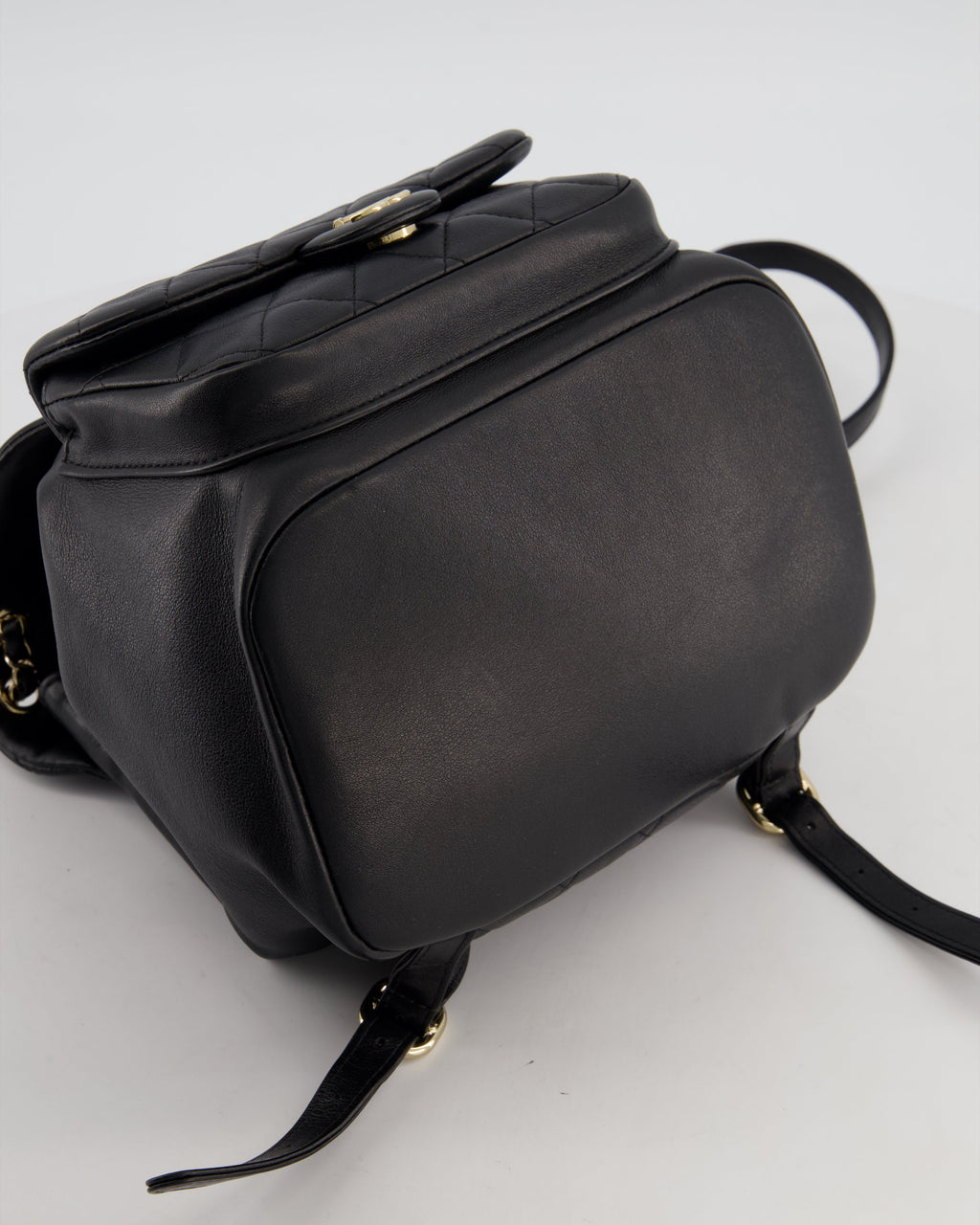 Chanel Black Calfskin Quilted Leather Backpack with Champagne Gold Hardware