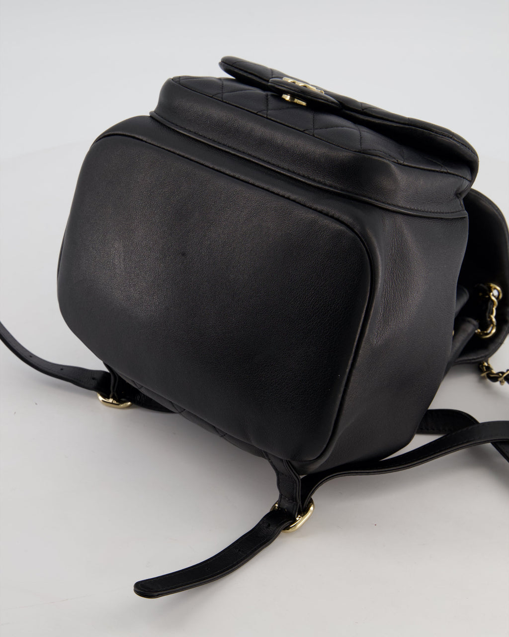 Chanel Black Calfskin Quilted Leather Backpack with Champagne Gold Hardware