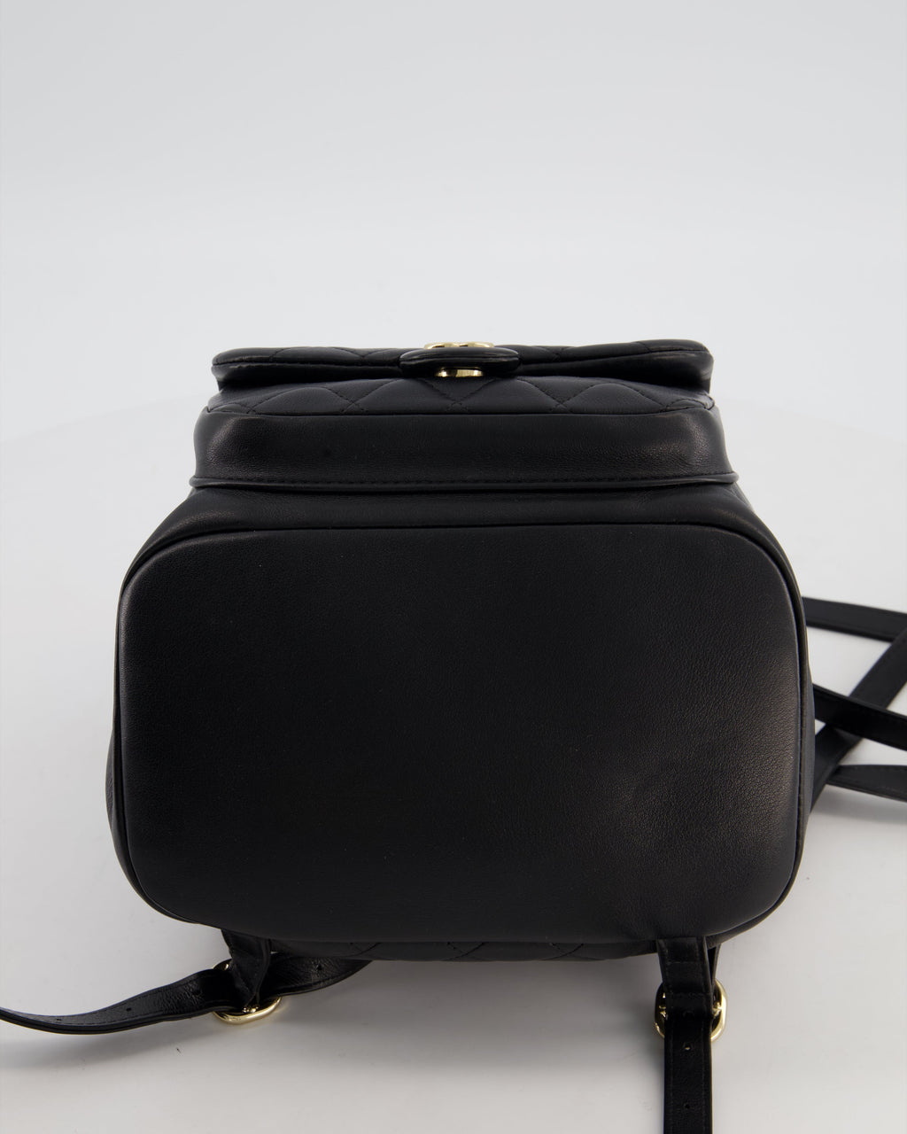 Chanel Black Calfskin Quilted Leather Backpack with Champagne Gold Hardware