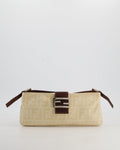 Fendi Vintage Cream Zucca Canvas Baguette Bag with Silver Hardware