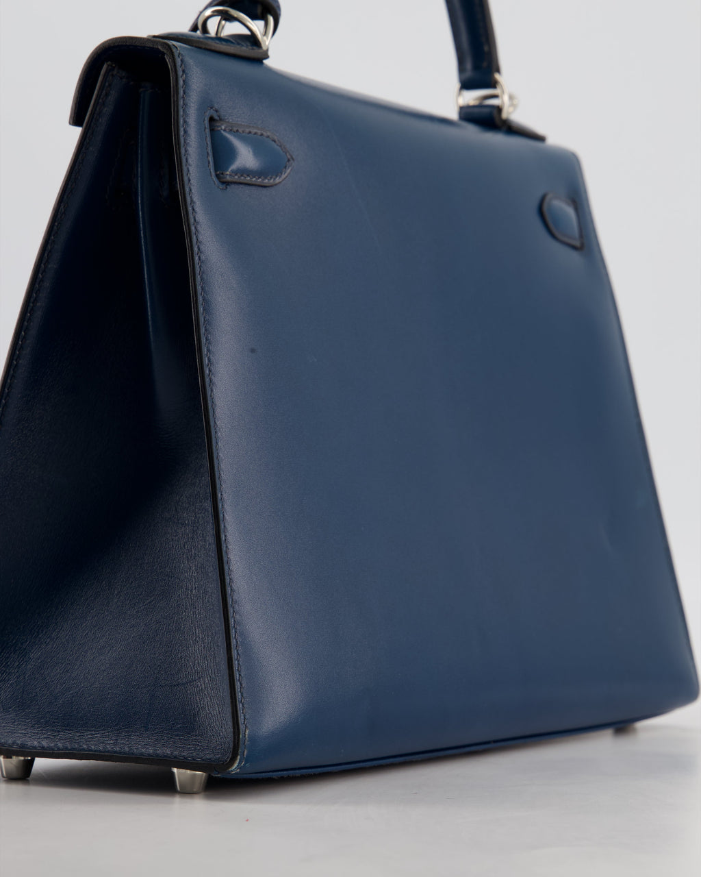 *VERY RARE* Hermès Kelly 28 Sellier Bag in Bleu De Prusse Box Calf Leather with Guilloche Palladium Hardware