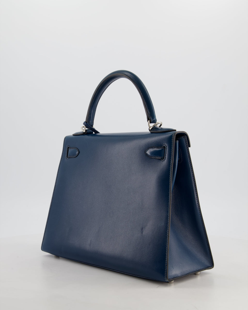 *VERY RARE* Hermès Kelly 28 Sellier Bag in Bleu De Prusse Box Calf Leather with Guilloche Palladium Hardware