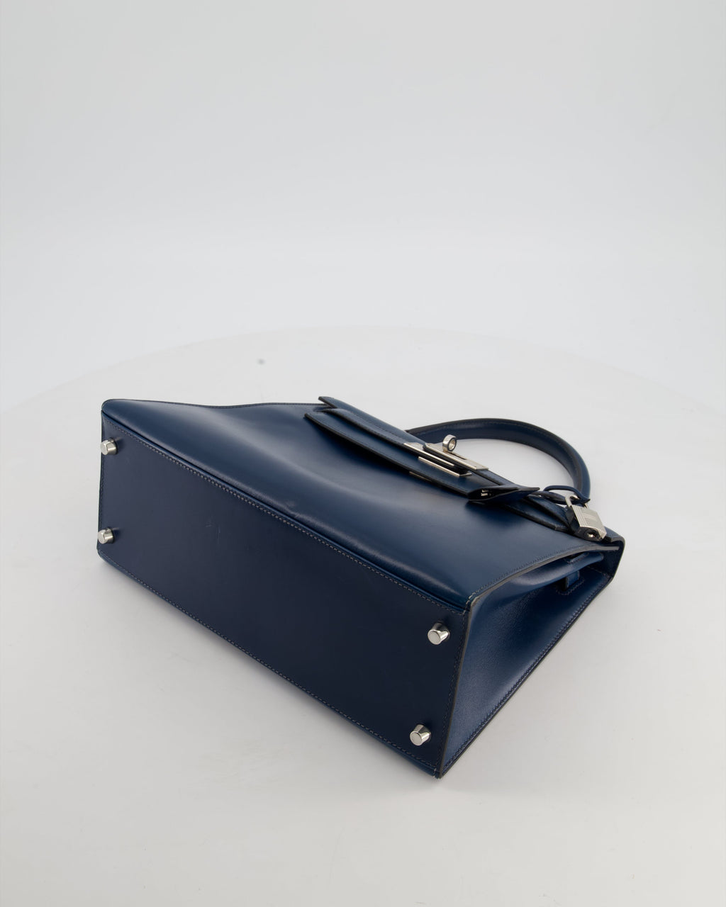*VERY RARE* Hermès Kelly 28 Sellier Bag in Bleu De Prusse Box Calf Leather with Guilloche Palladium Hardware