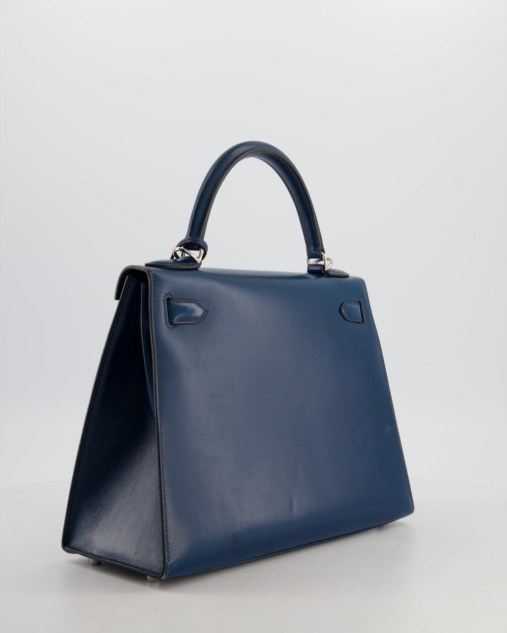 *VERY RARE* Hermès Kelly 28 Sellier Bag in Bleu De Prusse Box Calf Leather with Guilloche Palladium Hardware