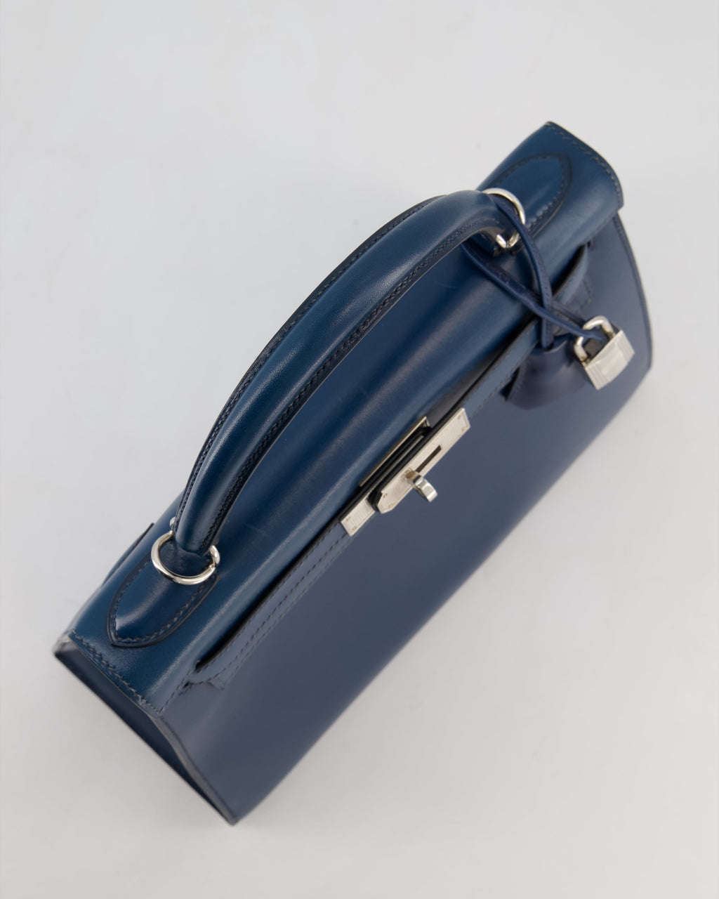 *VERY RARE* Hermès Kelly 28 Sellier Bag in Bleu De Prusse Box Calf Leather with Guilloche Palladium Hardware