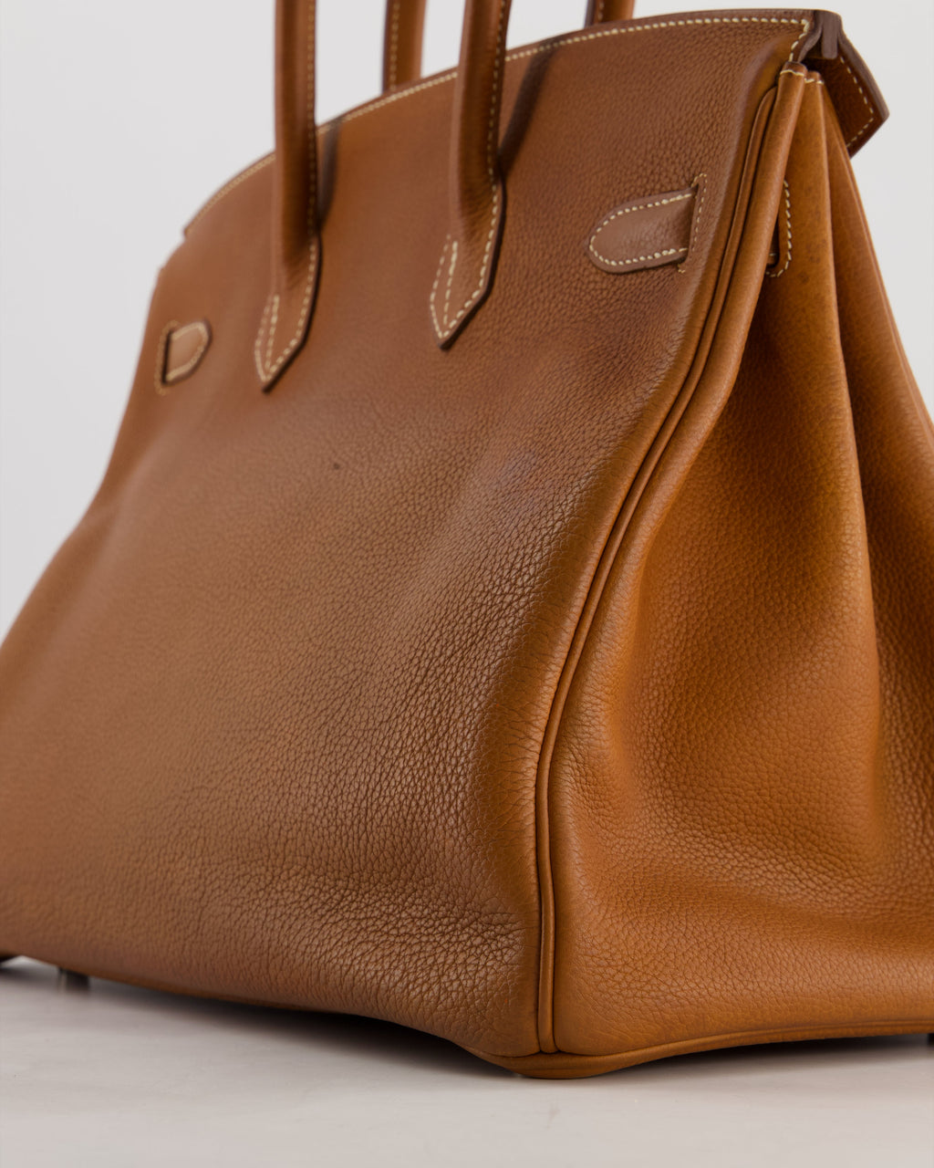 *RARE* Hermès Birkin 35 Retourne Bag in Fauve Barenia Faubourg Leather with Palladium Hardware