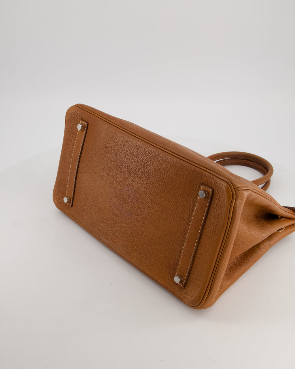 *RARE* Hermès Birkin 35 Retourne Bag in Fauve Barenia Faubourg Leather with Palladium Hardware