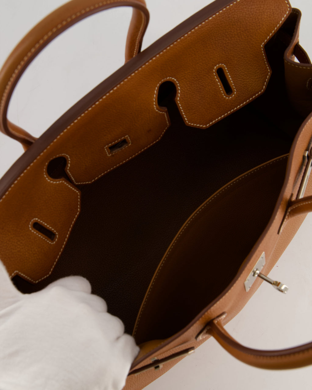 *RARE* Hermès Birkin 35 Retourne Bag in Fauve Barenia Faubourg Leather with Palladium Hardware