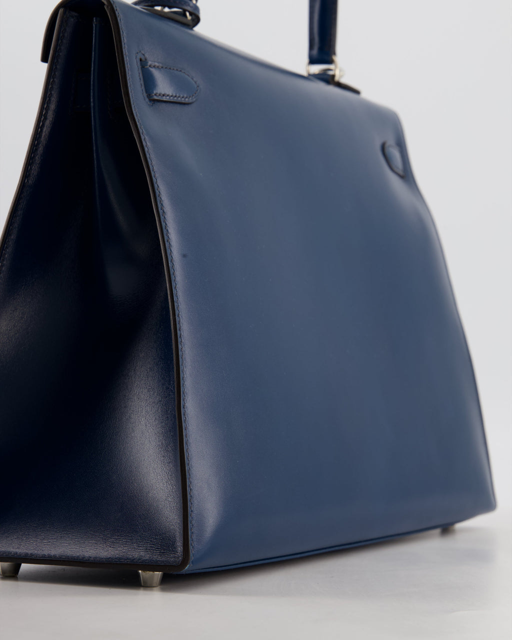 *VERY RARE* Hermès Kelly 35 Sellier Bag in Bleu De Prusse Box Calf Leather with Guilloche Palladium Hardware
