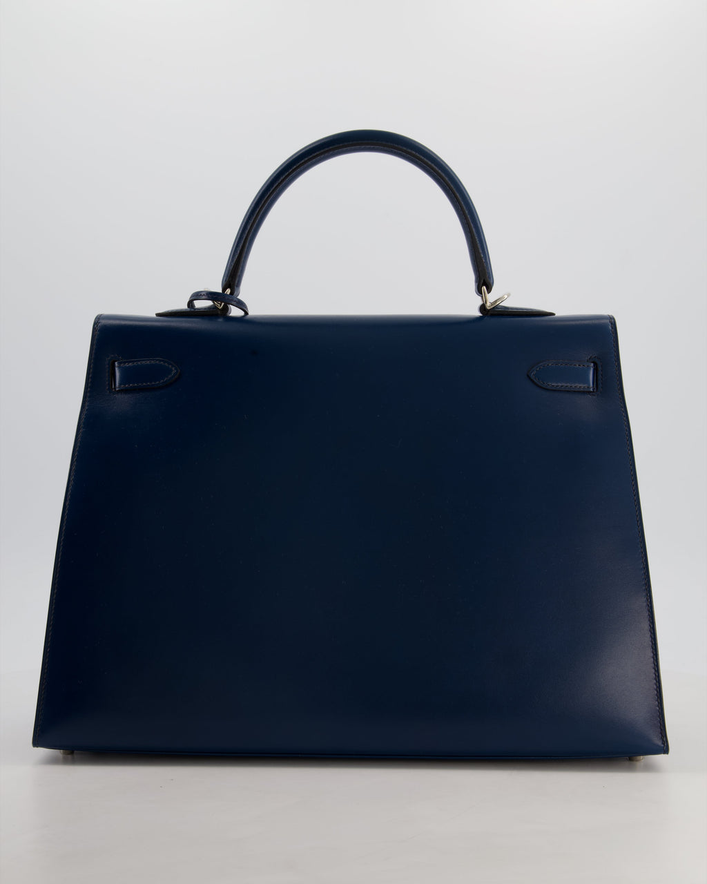*VERY RARE* Hermès Kelly 35 Sellier Bag in Bleu De Prusse Box Calf Leather with Guilloche Palladium Hardware