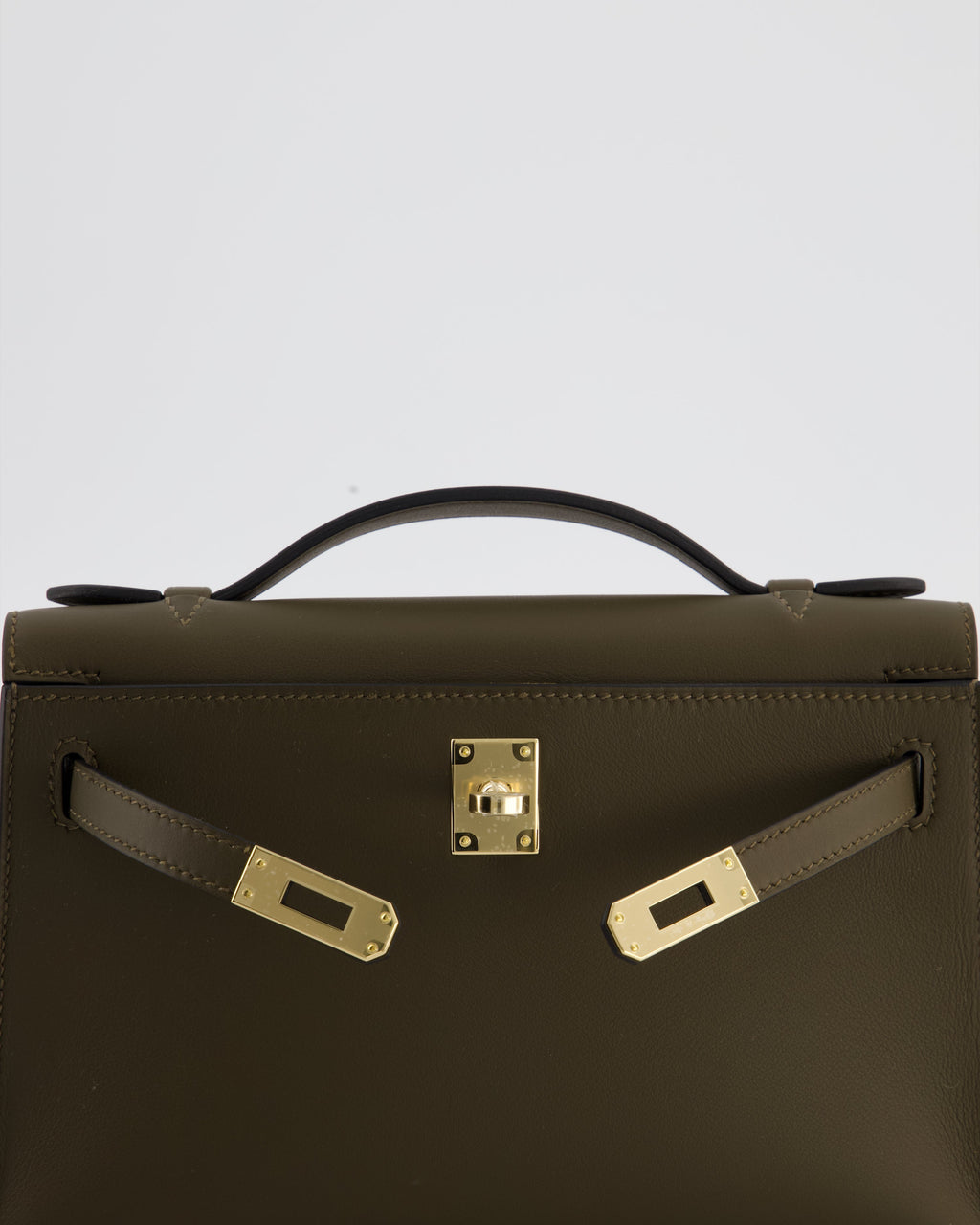 *NEW COLOUR* Hermès Mini Kelly Pochette Bag in Vert Loden Swift Leather and Permabrass Hardware