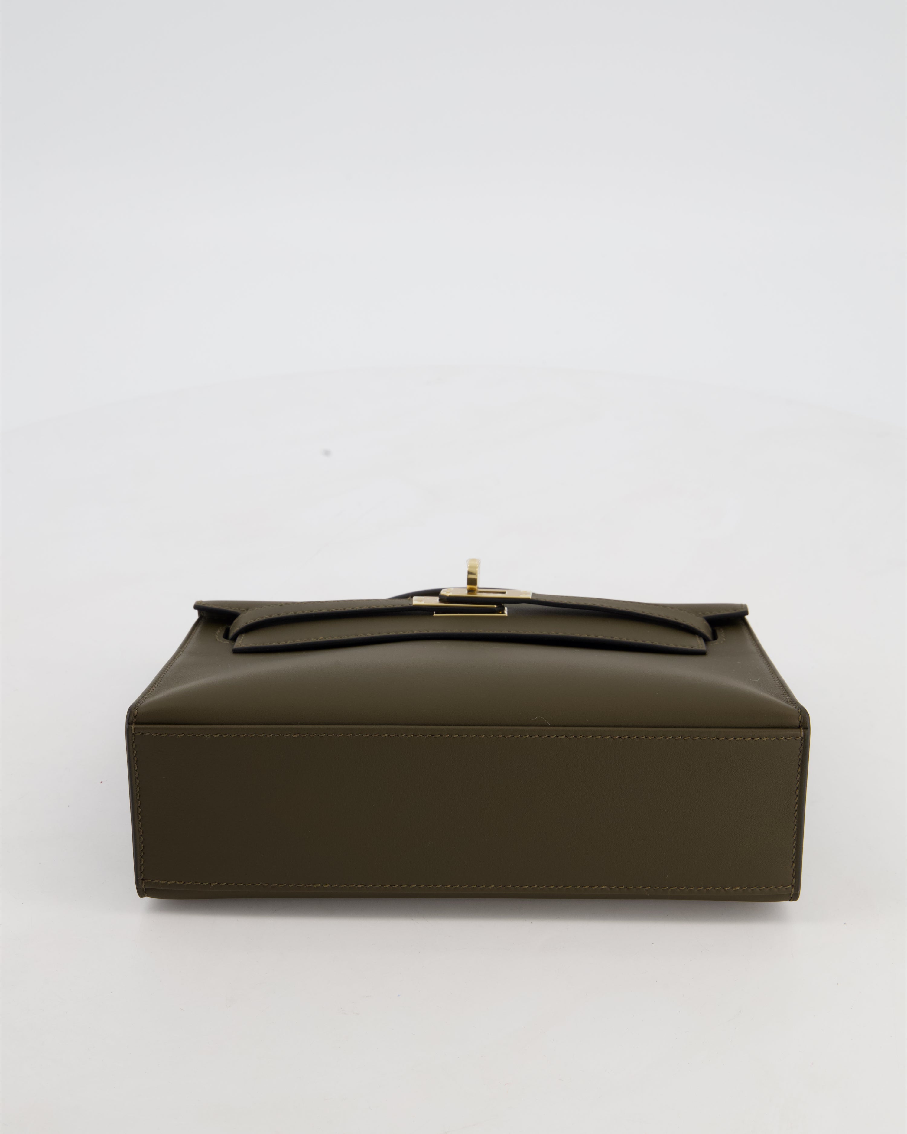 *NEW COLOUR* Hermès Mini Kelly Pochette Bag in Vert Loden Swift Leather and Permabrass Hardware