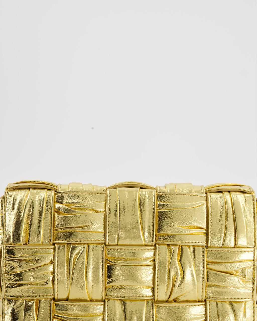Bottega Veneta Cassette Padded Bag in Gold Metallic Calfskin Leather with Gold Hardware