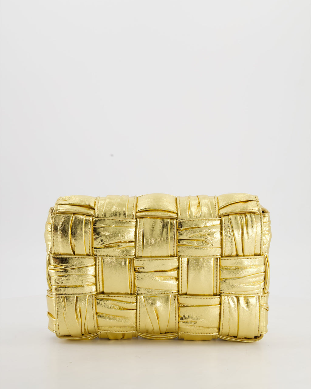 Bottega Veneta Cassette Padded Bag in Gold Metallic Calfskin Leather with Gold Hardware