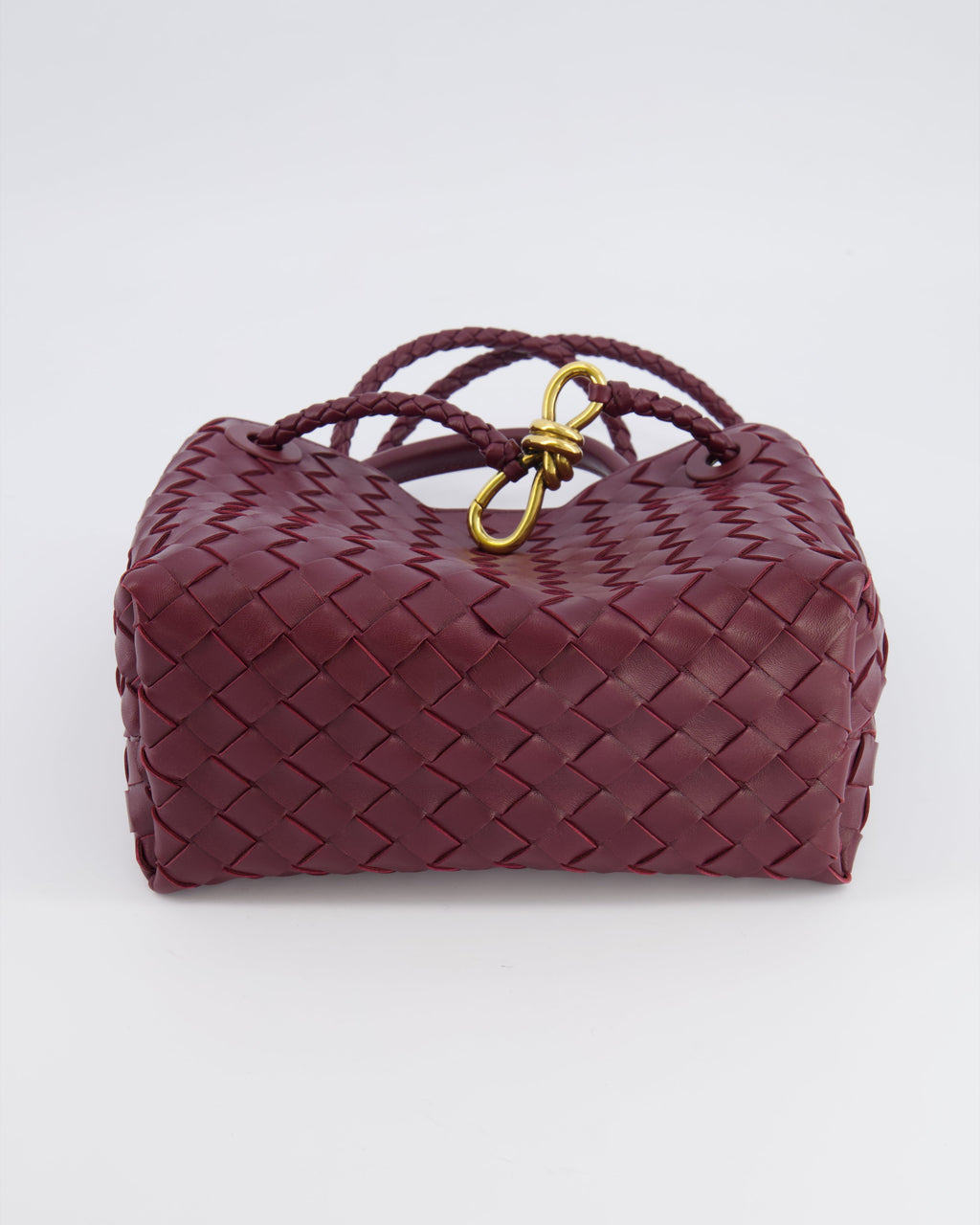 Bottega Veneta Small Andiamo Bag in Barolo Intrecciato Leather with Gold Hardware RRP £3,460
