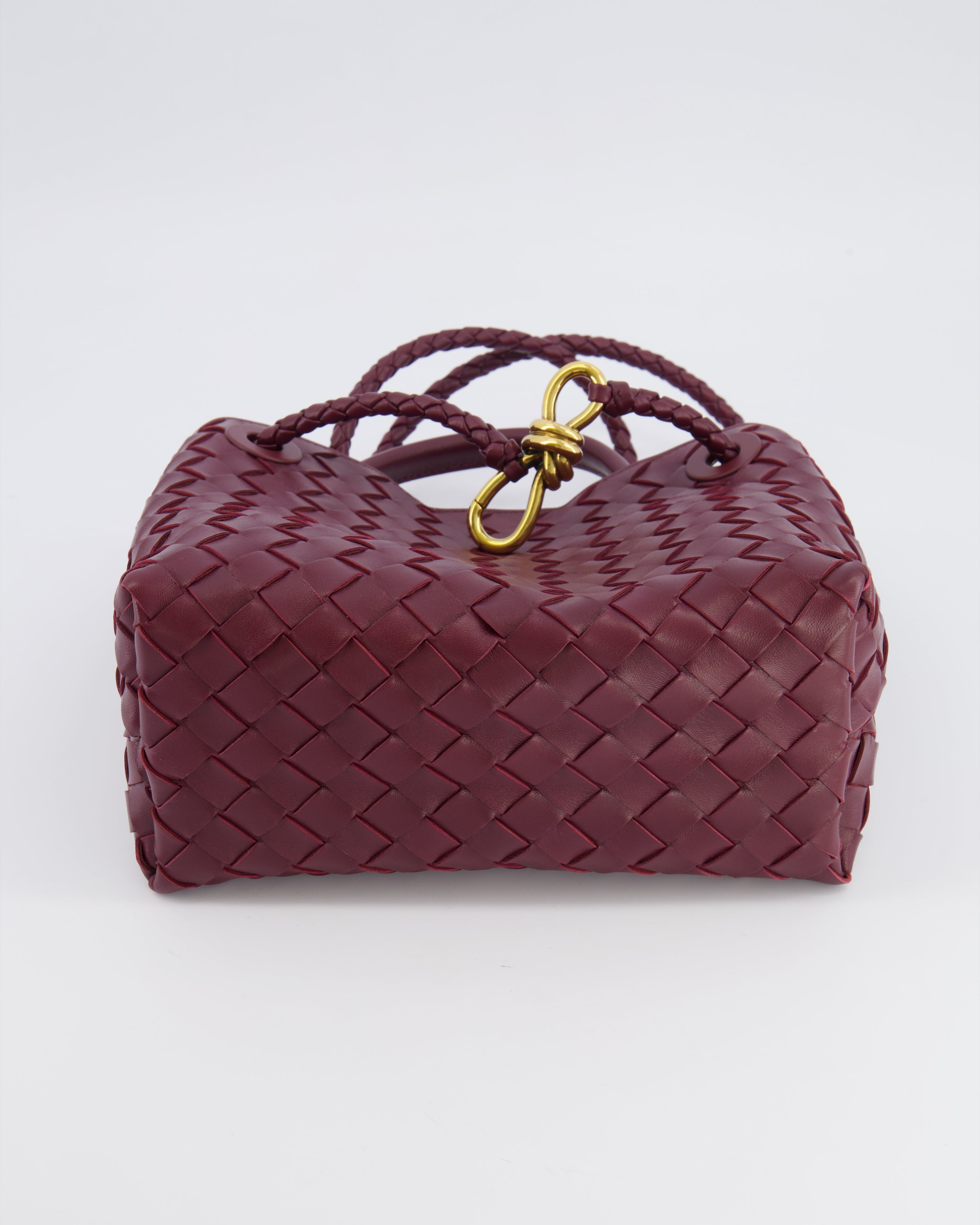 Bottega Veneta Small Andiamo Bag in Barolo Intrecciato Leather with Gold Hardware RRP £3,460